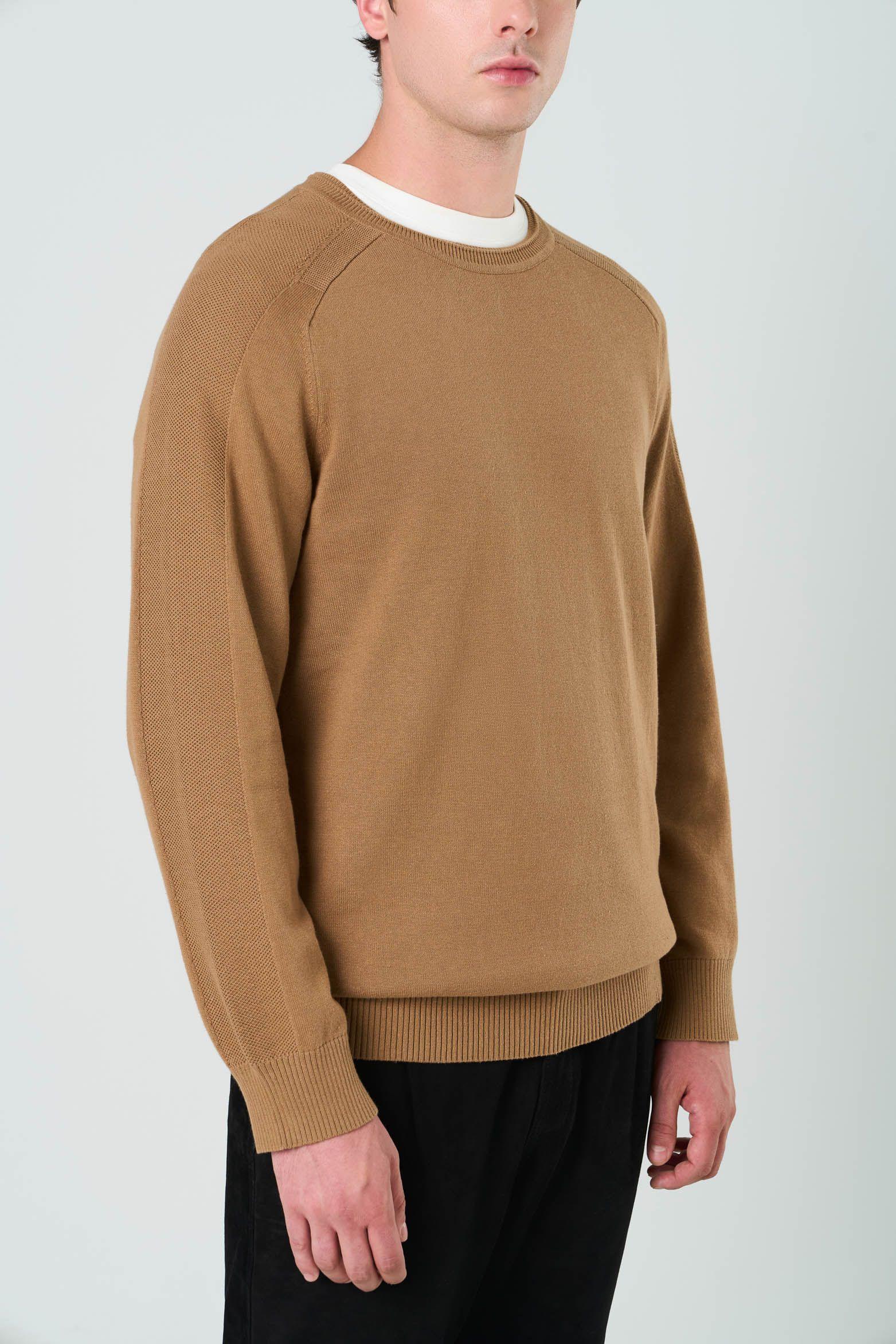 Vélez Sweater Tejido En Algodón Hombre Manga Ranglan Miel-4