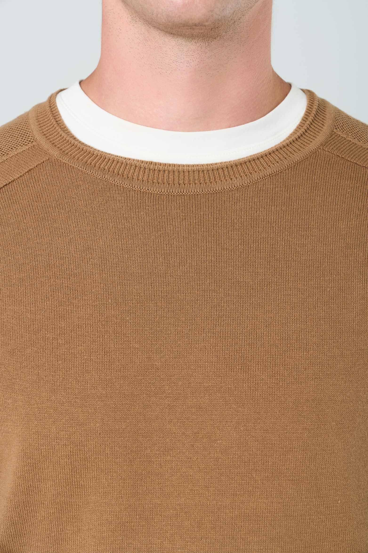 Vélez Sweater Tejido En Algodón Hombre Manga Ranglan Miel-5