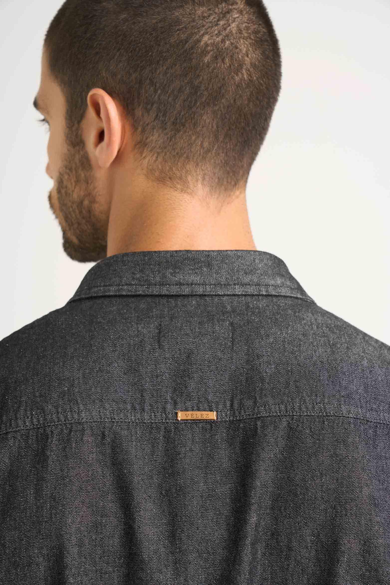 Vélez Camisa Lucca Para Hombre Detalle Bordado Negro-4