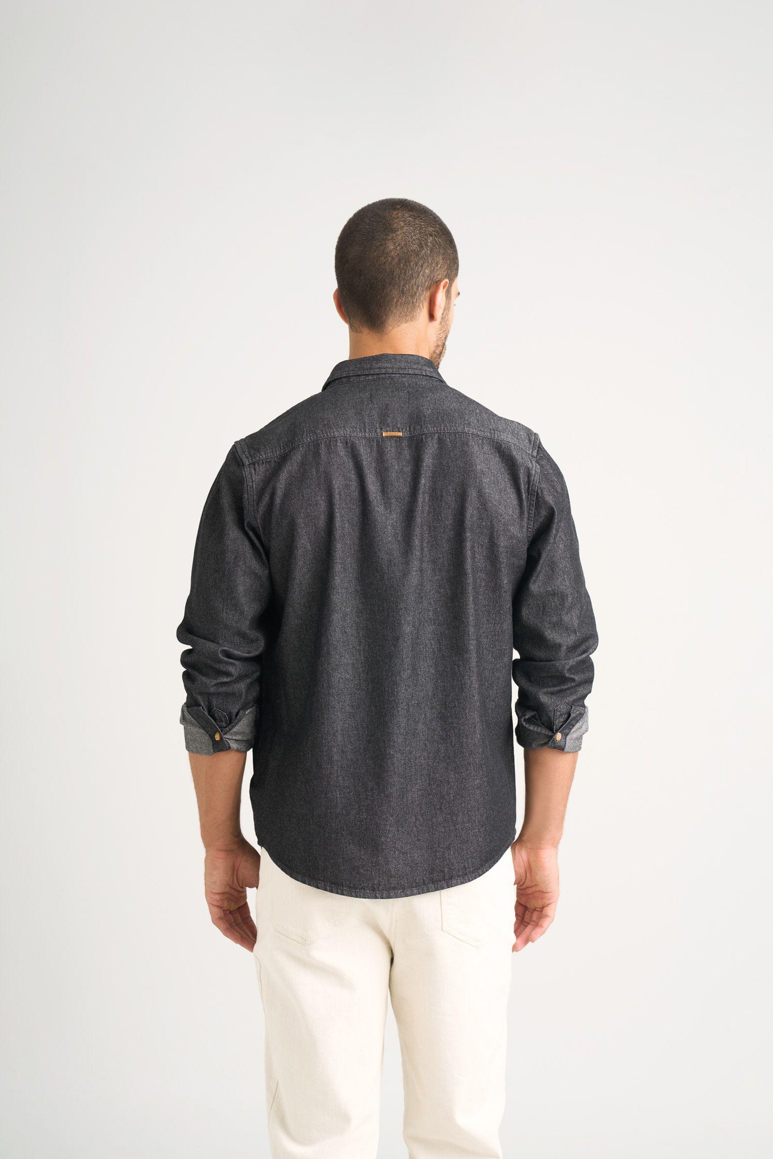 Vélez Camisa Lucca Para Hombre Detalle Bordado Negro-5