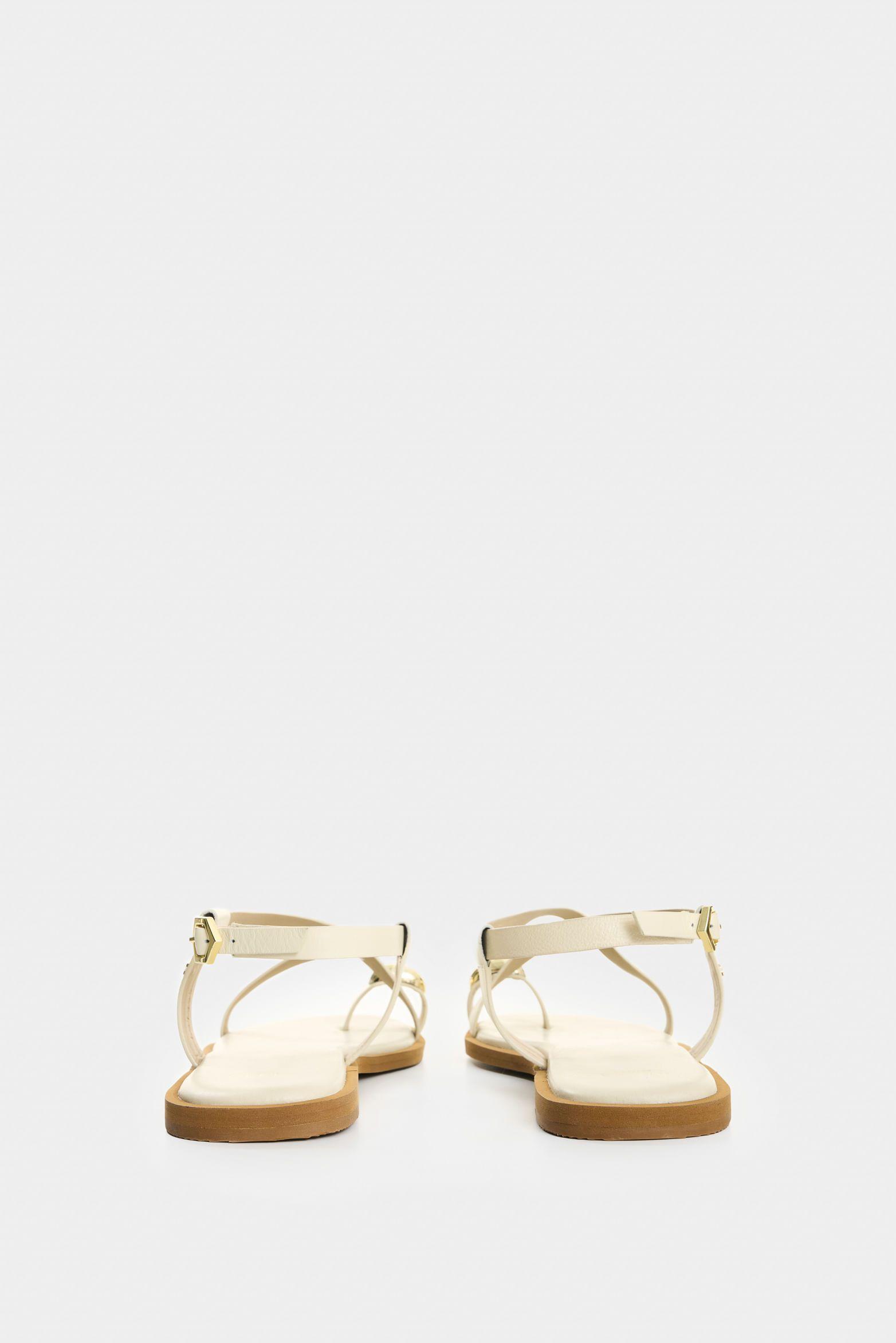 Vélez Sandalia Plana De Cuero Para Mujer Kira Beige-2