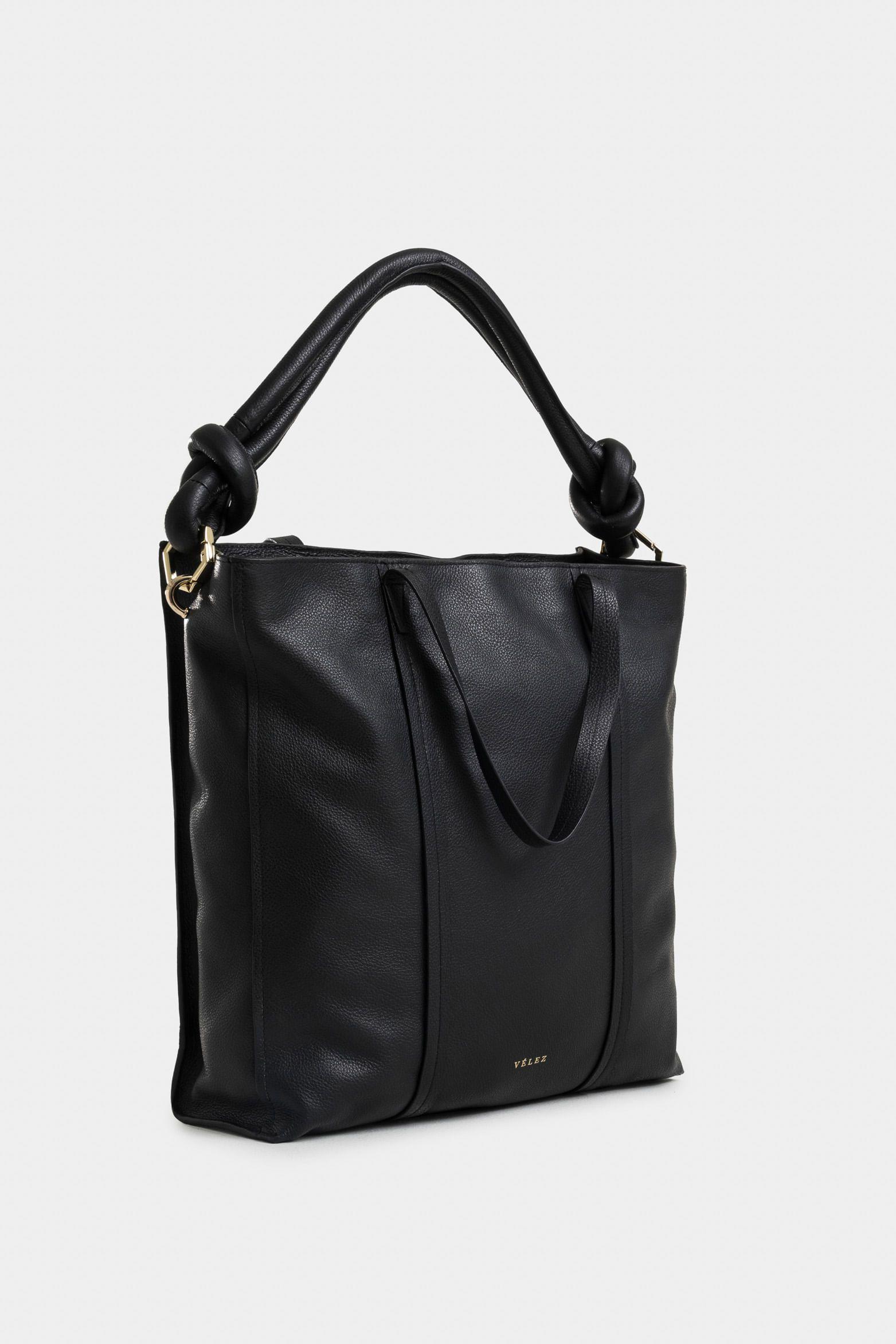 Shopping geranio de cuero para mujer cargadera trenzada negro-1
