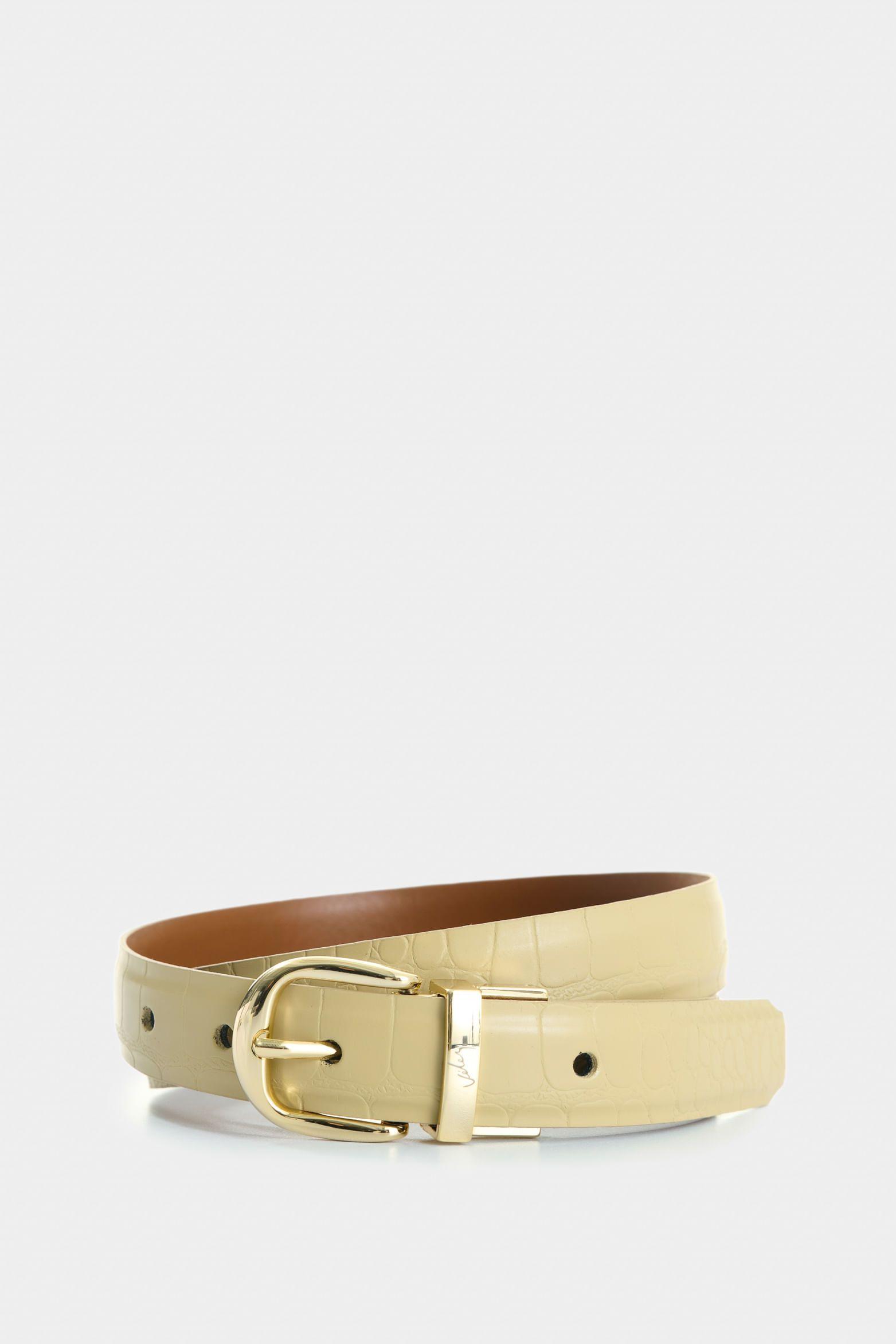 Vélez Cinturón Doble Faz De Cuero  Mujer Abombado Blanco-0