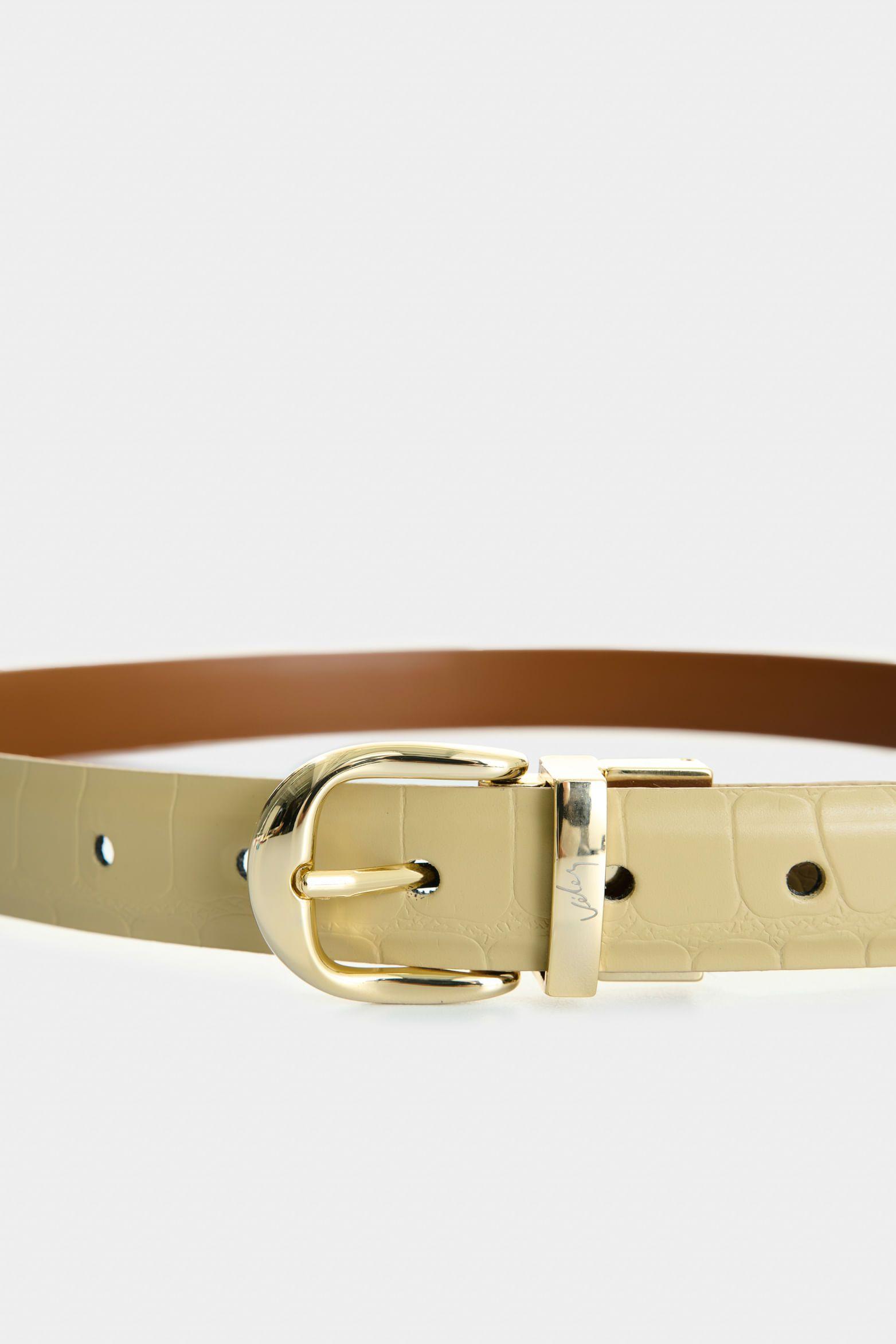 Vélez Cinturón Doble Faz De Cuero  Mujer Abombado Blanco-3