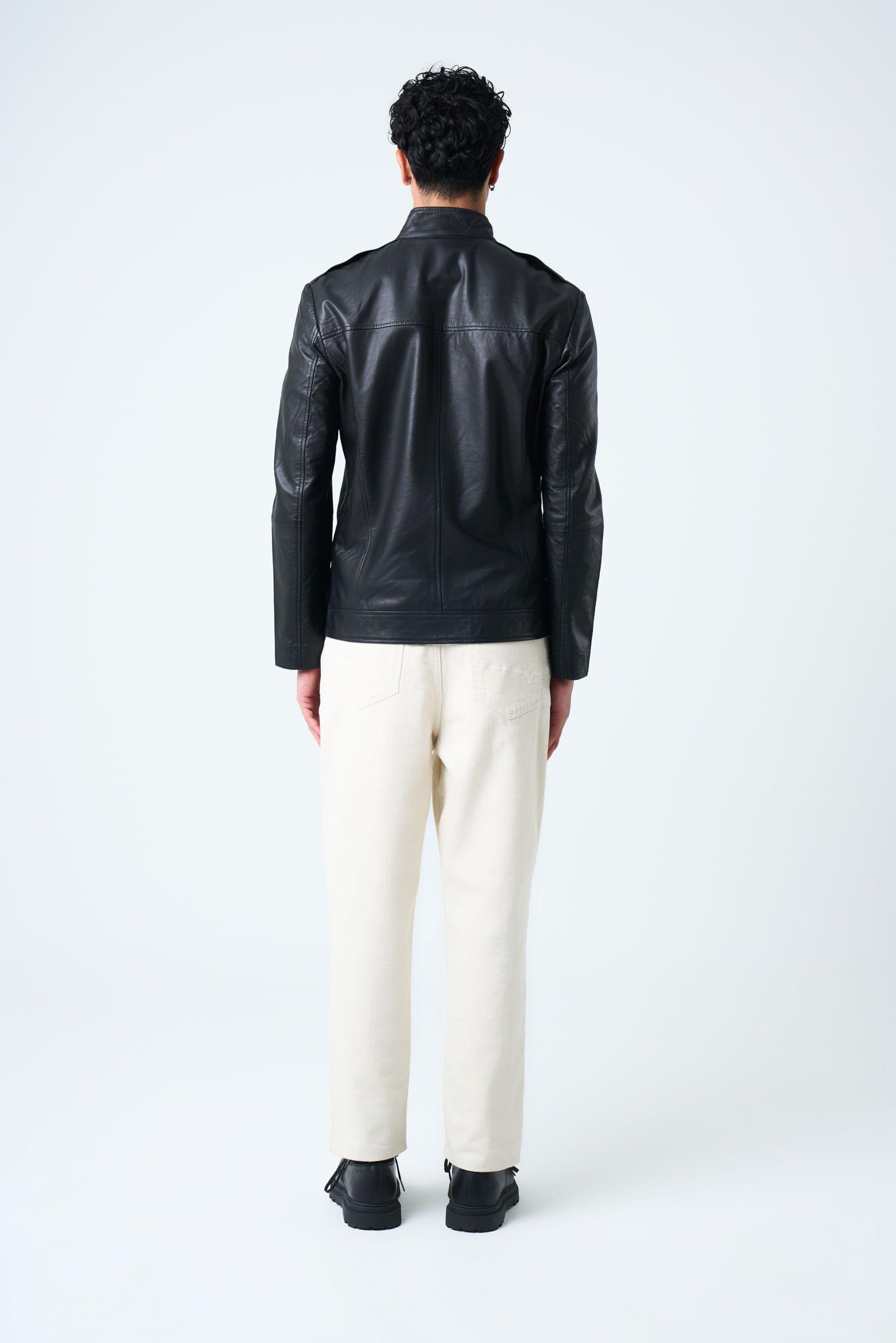 Vélez Chaqueta Bosa De Cuero Hombre Fit Semi Holgado Negro-2