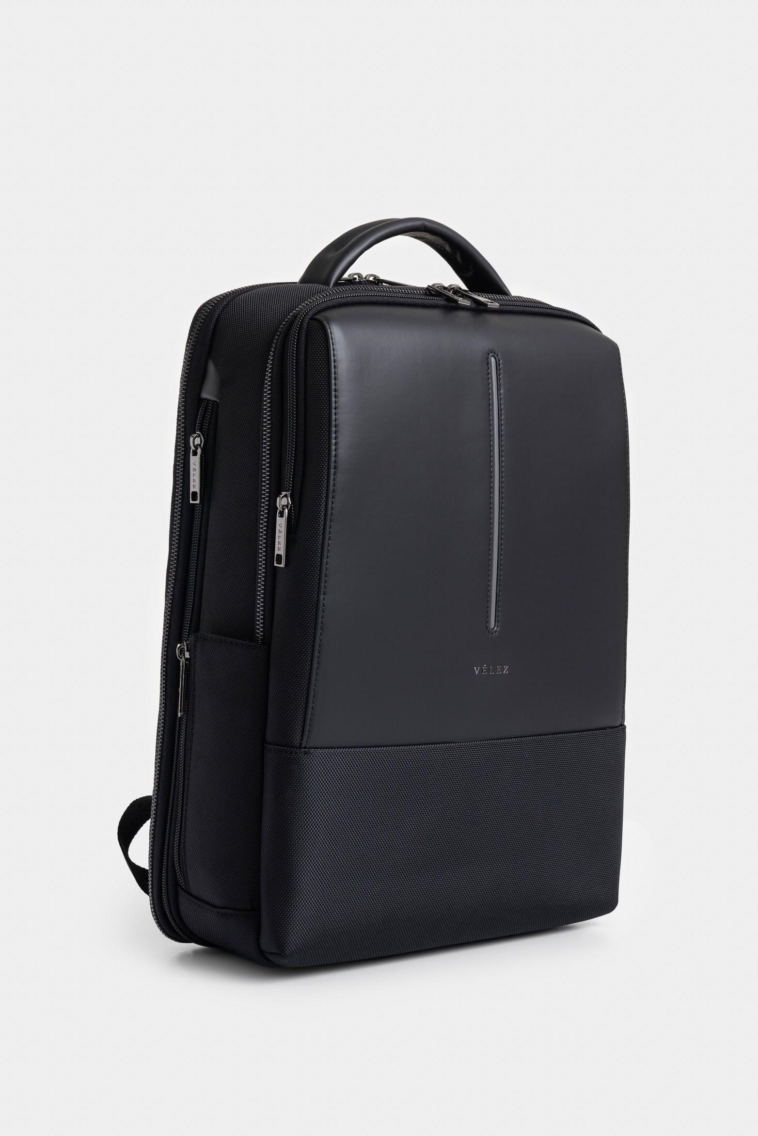 Vélez Mochila Oasis Lona Hombre Detalle Negro-1