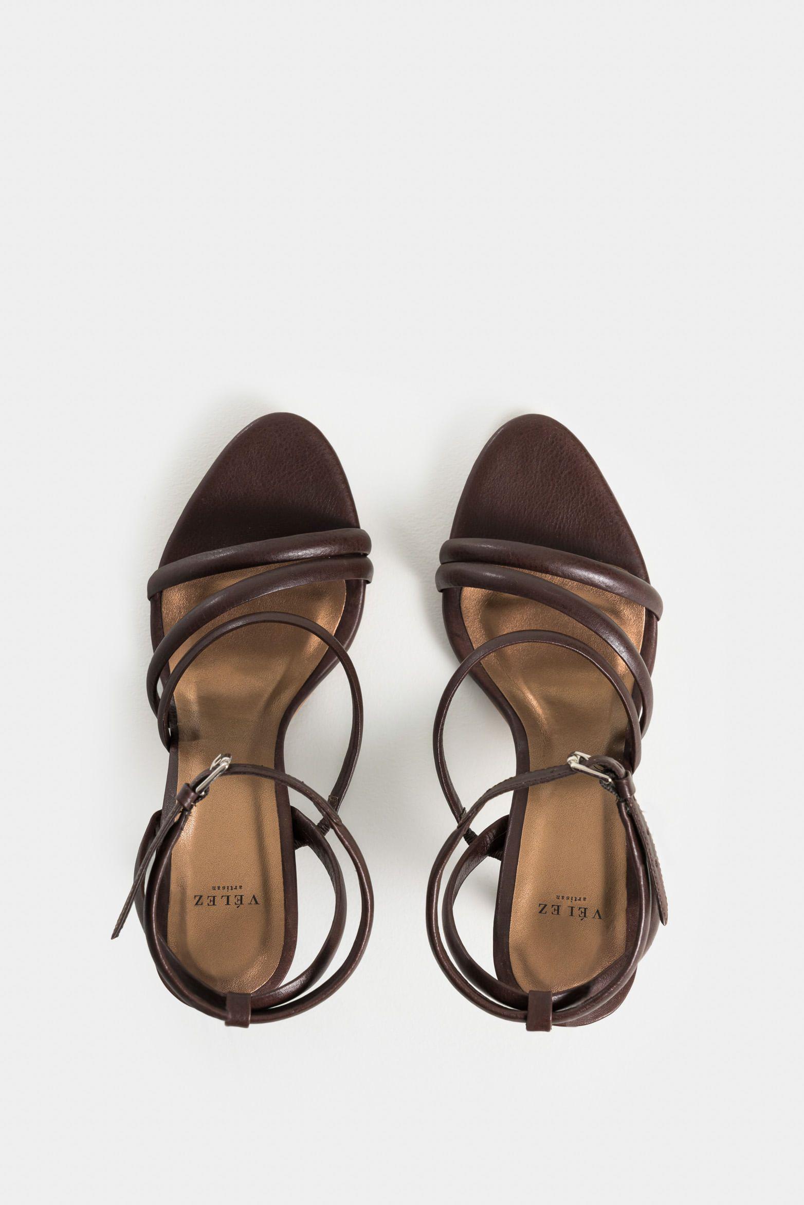 Vélez Sandalia Tacón Thaila Cuero Mujer Dima Ovalada Cafe-3