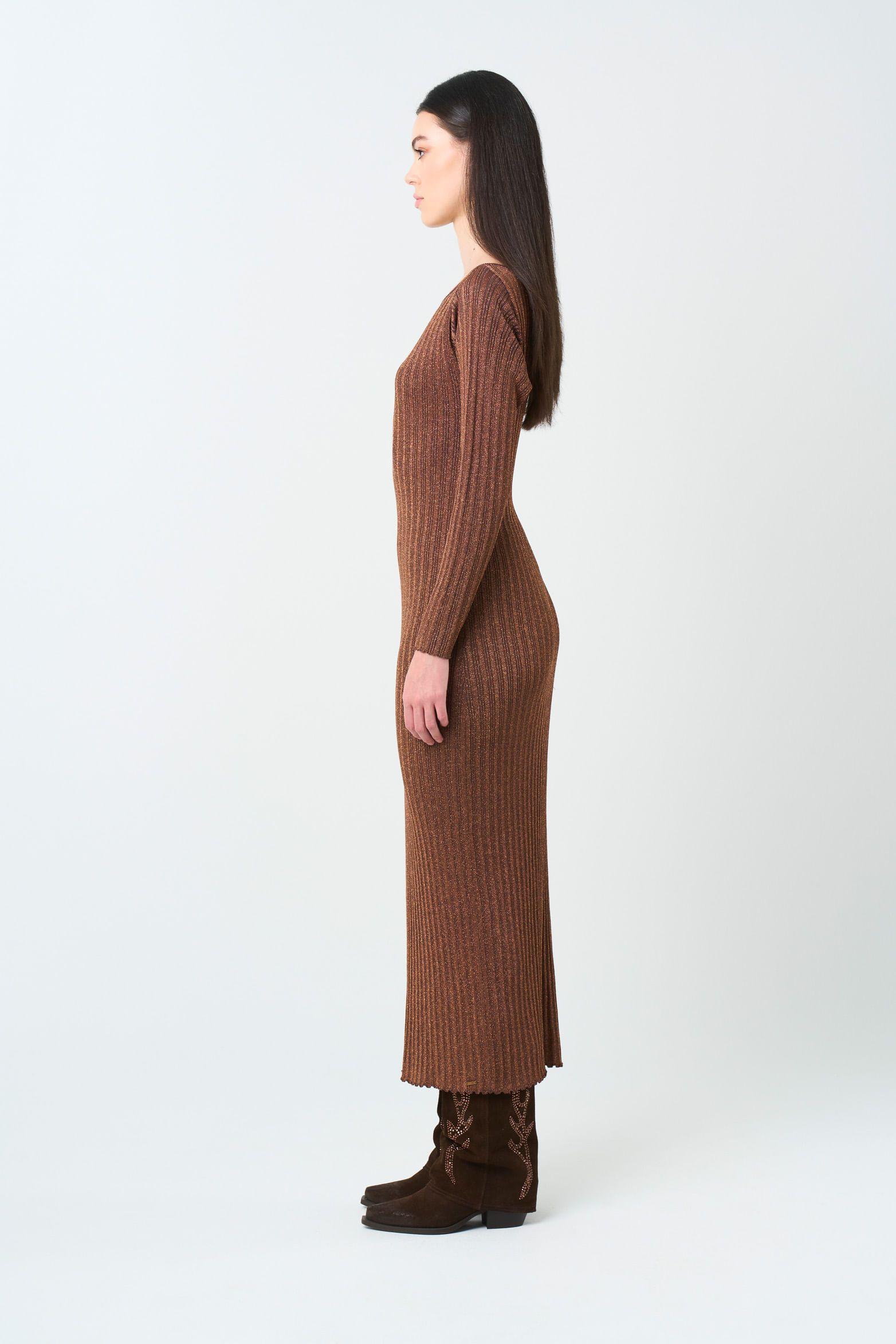 Vélez Vestido Tejido Silueta Ajustada  Mujer Gael Bronce-1