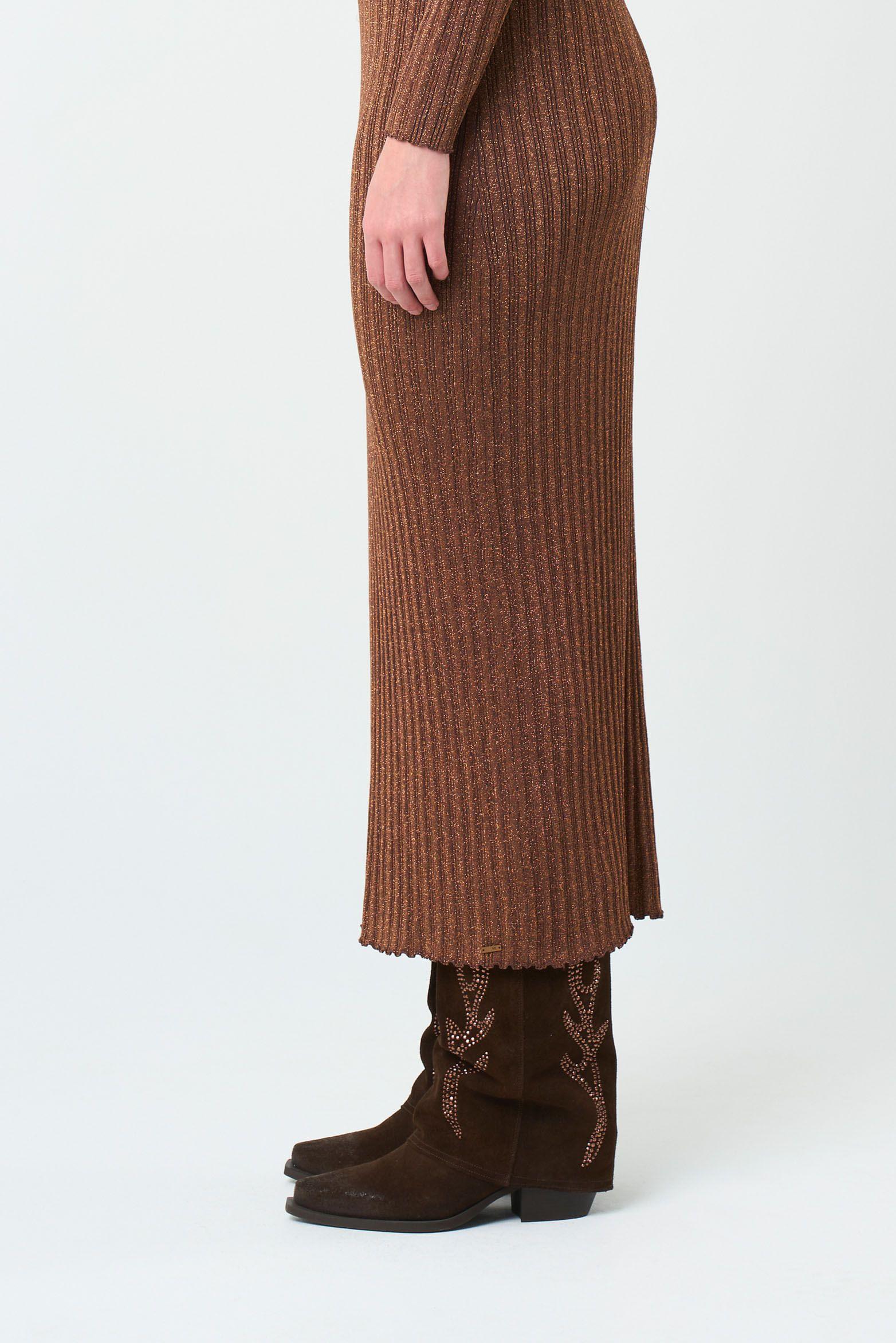 Vélez Vestido Tejido Silueta Ajustada  Mujer Gael Bronce-5