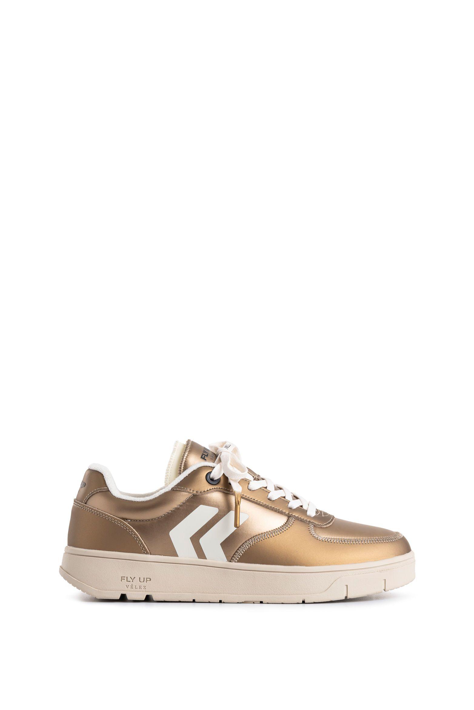 Vélez Zapatilla Tenis Fly Up Surfer Textil Y Cuero Mujer Dorado-0