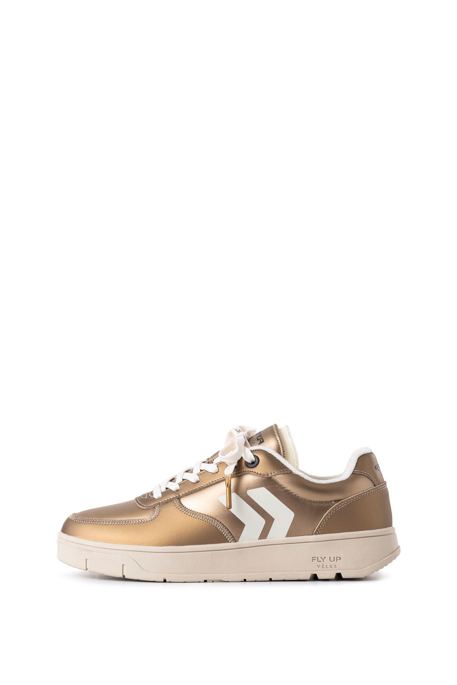 Vélez Zapatilla Tenis Fly Up Surfer Textil Y Cuero Mujer Dorado-1