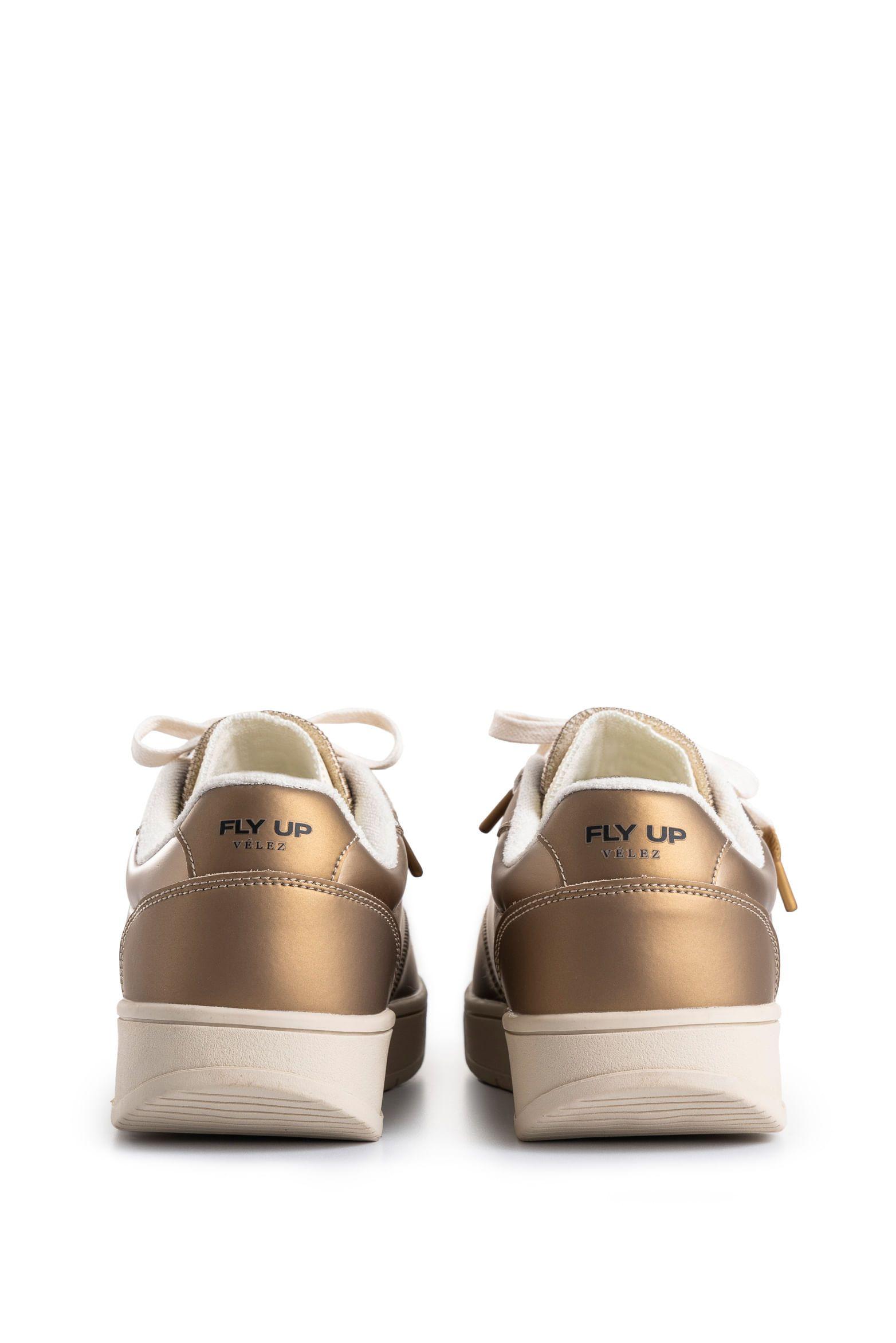 Vélez Zapatilla Tenis Fly Up Surfer Textil Y Cuero Mujer Dorado-3