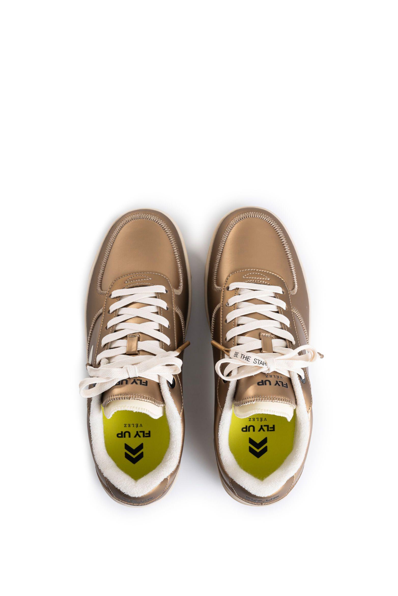 Vélez Zapatilla Tenis Fly Up Surfer Textil Y Cuero Mujer Dorado-4