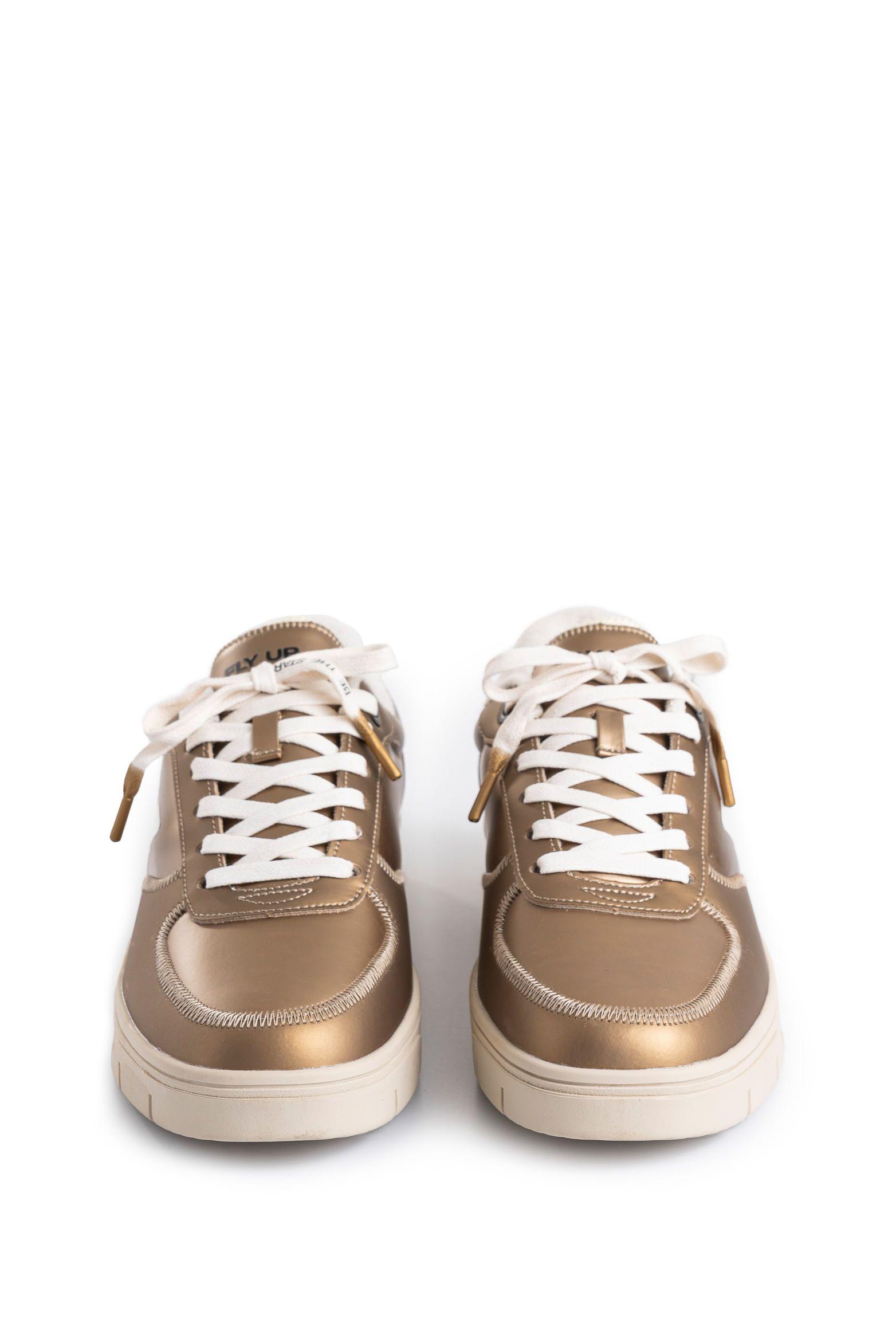 Vélez Zapatilla Tenis Fly Up Surfer Textil Y Cuero Mujer Dorado-5