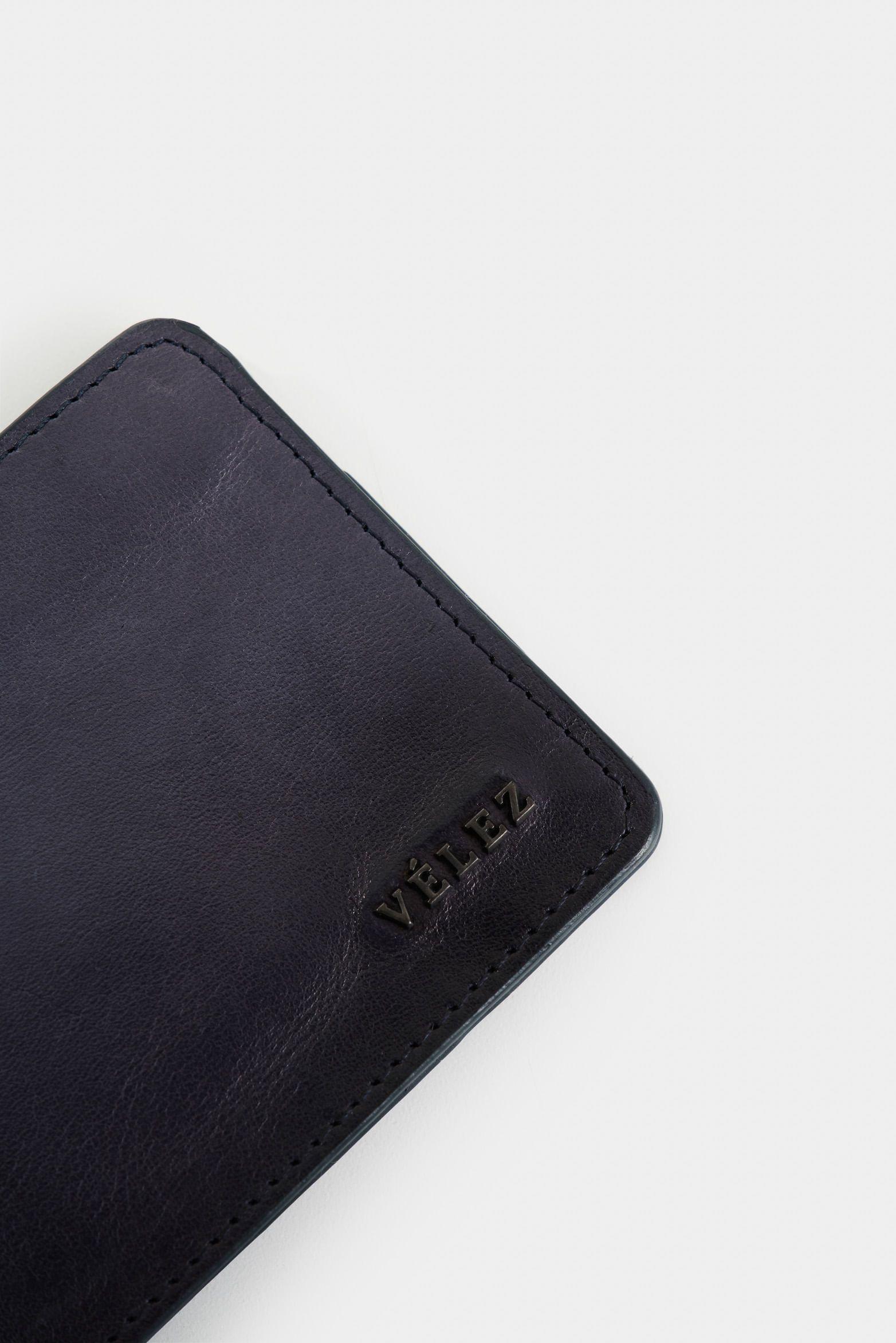 Vélez Billetera Oasis Cuero Hombre talle traste Azul Oscuro-3
