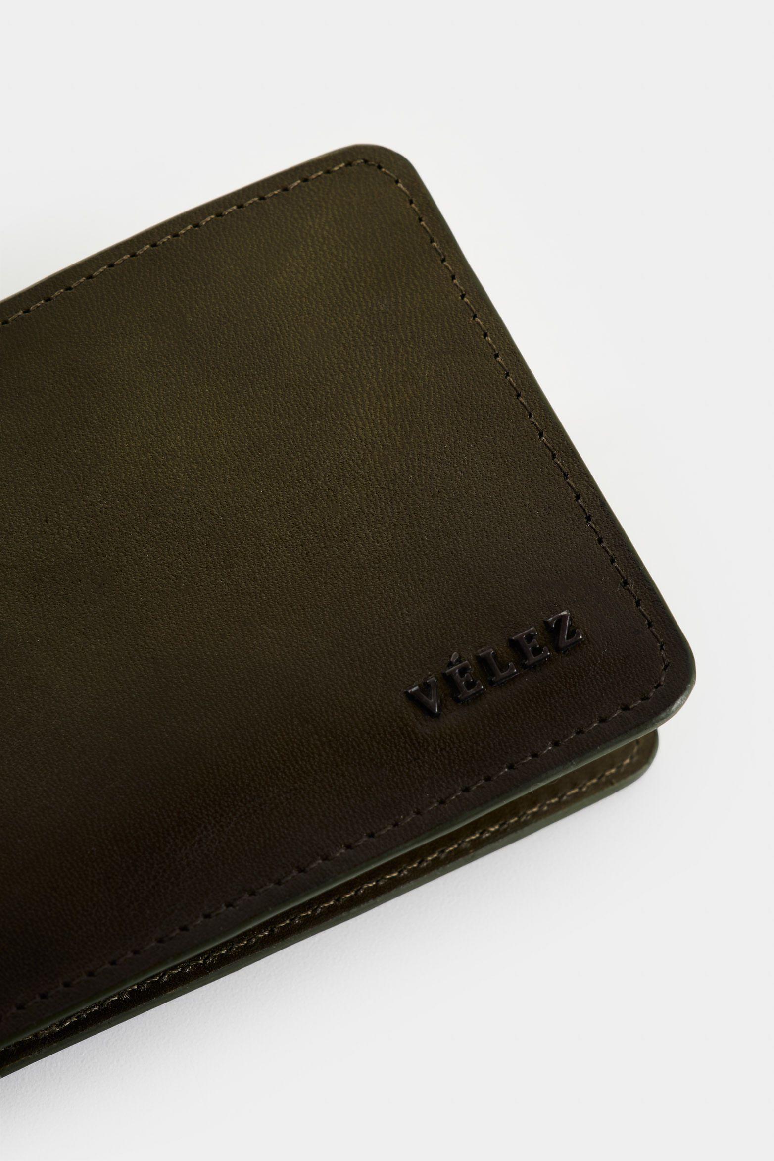 Vélez Billetera Oasis Cuero Hombre talle Contraste Ver Oliva-3