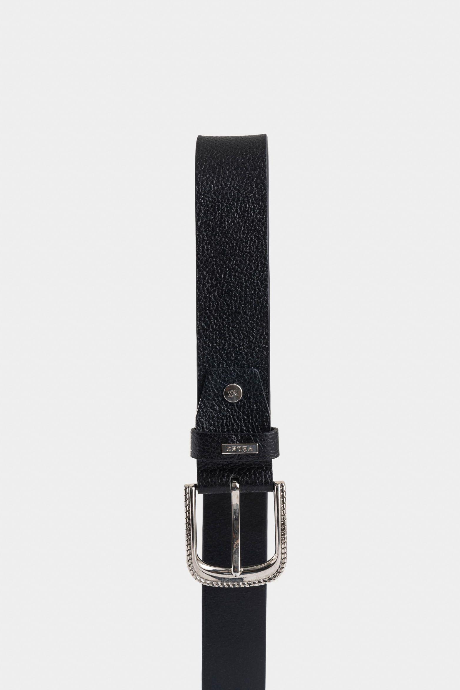 Vélez Cinturón Unifaz Perla De Cuero  Mujer Taches Negro-1