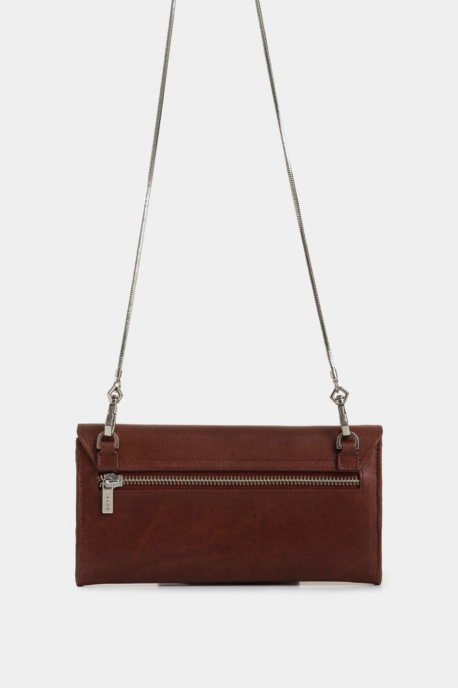 Porta chequera Kauai de cuero para mujer estructurada vinotinto-2