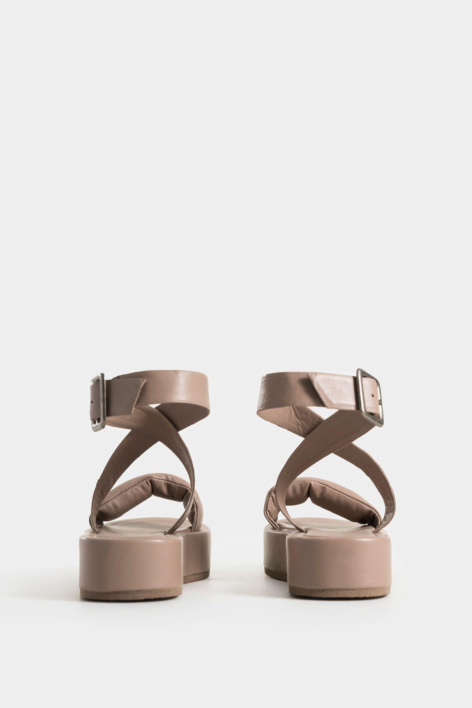 Vélez Sandalias Plataforma Nix Cuero Mujer Hebilla Arena-2