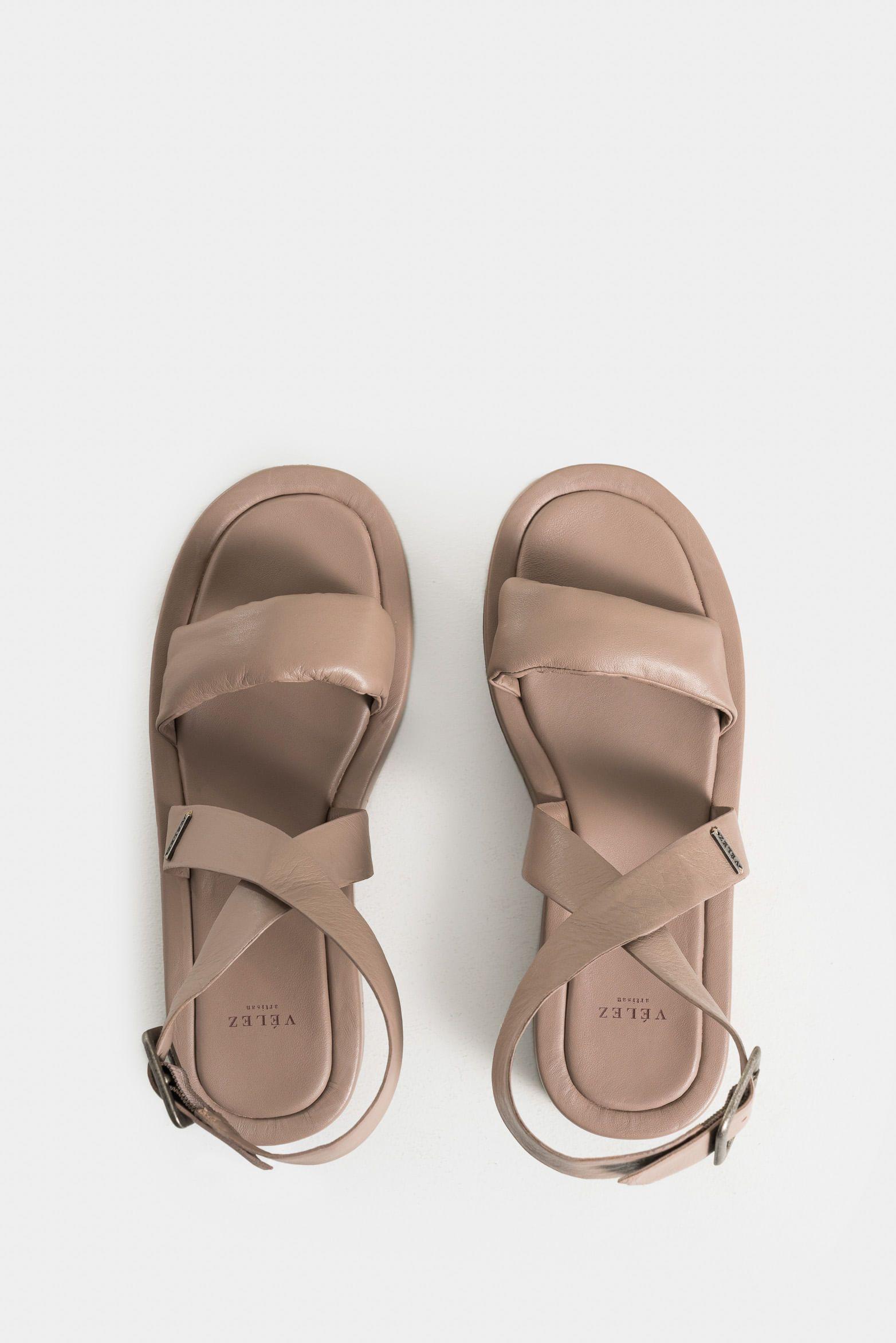 Vélez Sandalias Plataforma Nix Cuero Mujer Hebilla Arena-3