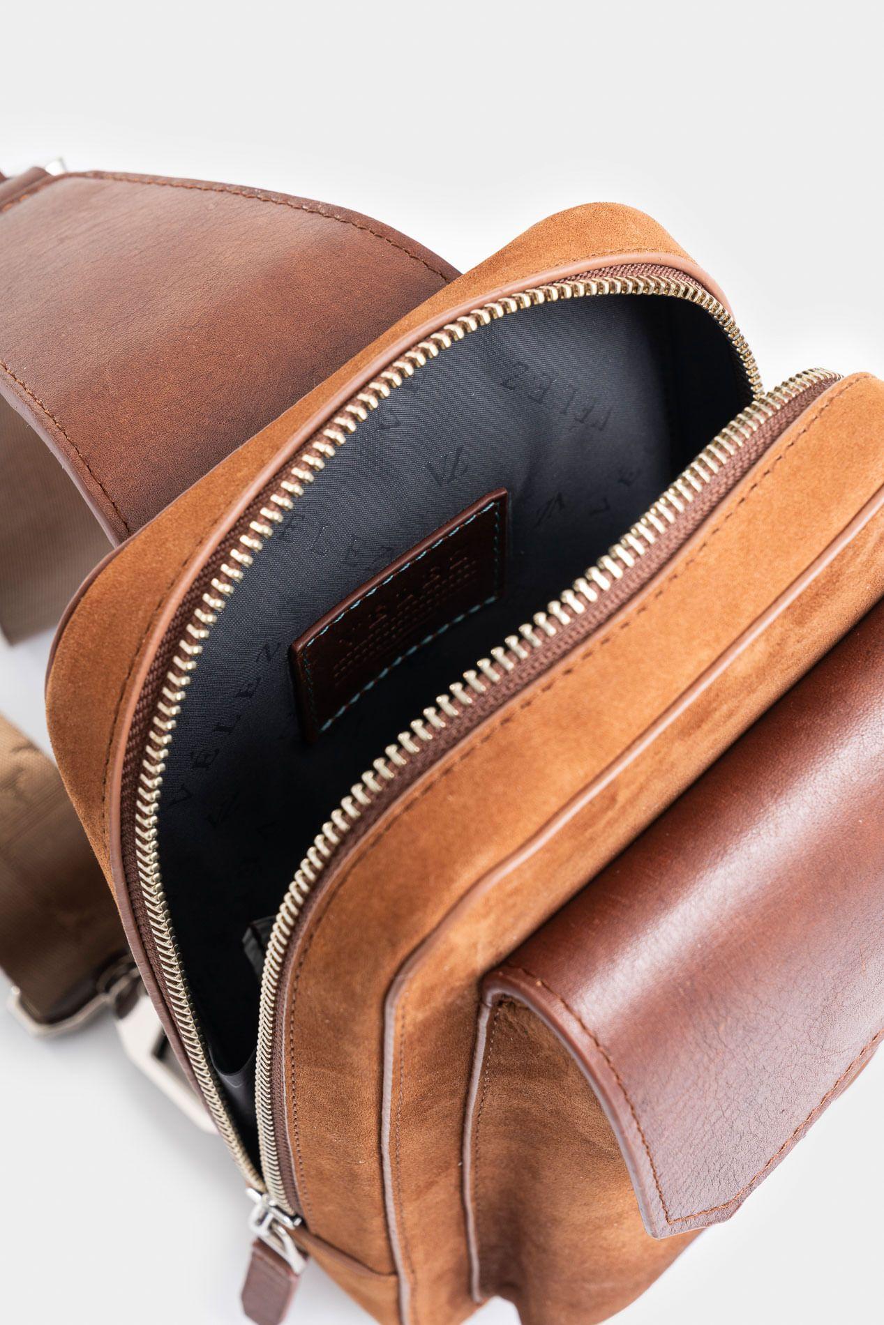 Manos libres Lyra de cuero para hombre efecto encerado miel-4