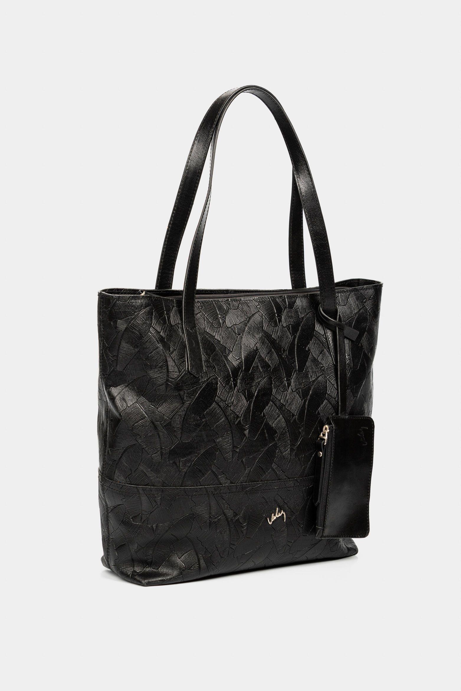 Shopping denver de cuero para mujer grabado placa palmera negro-2