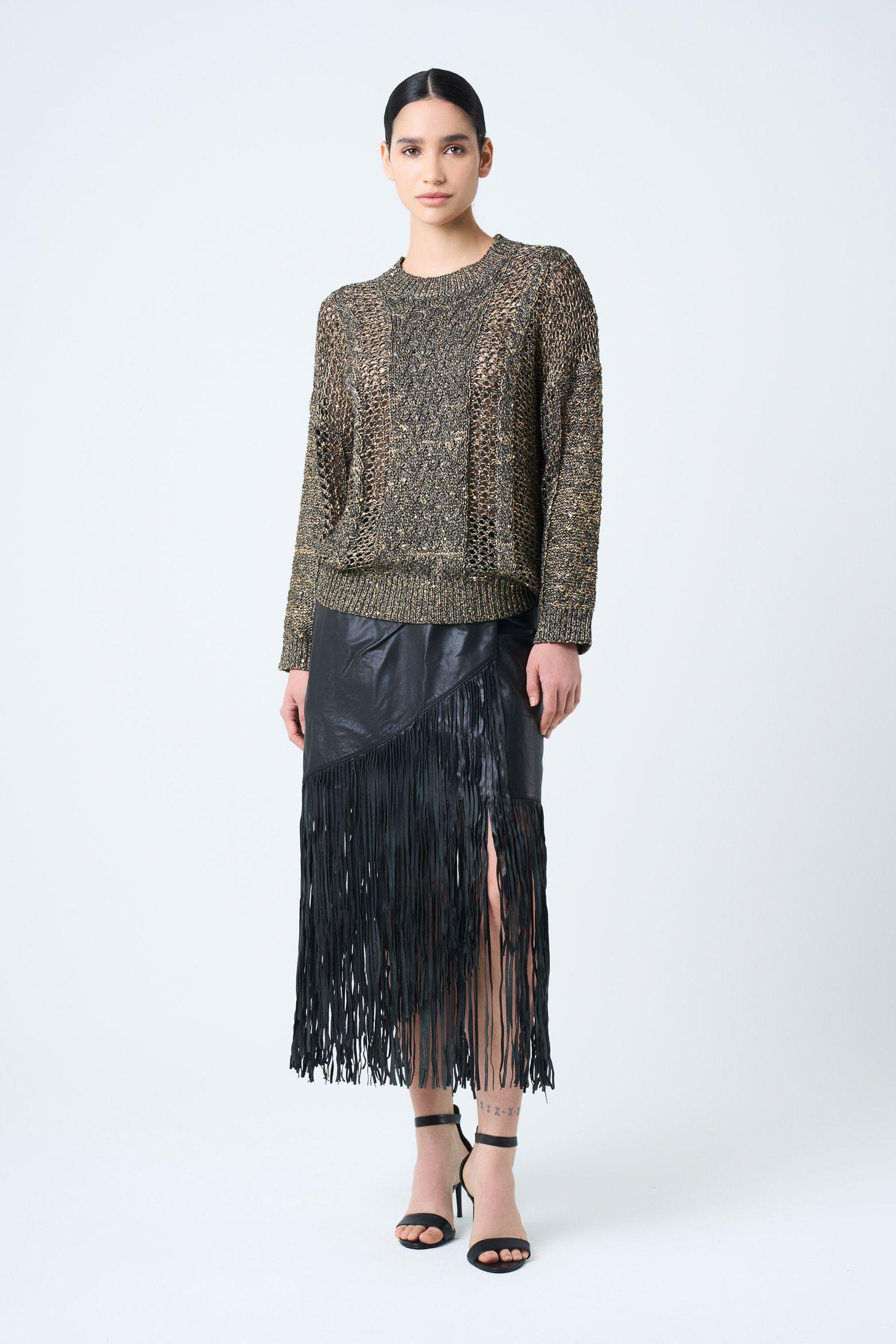 Sweater Alhena tejido para mujer detalle lentejuelas negro-3