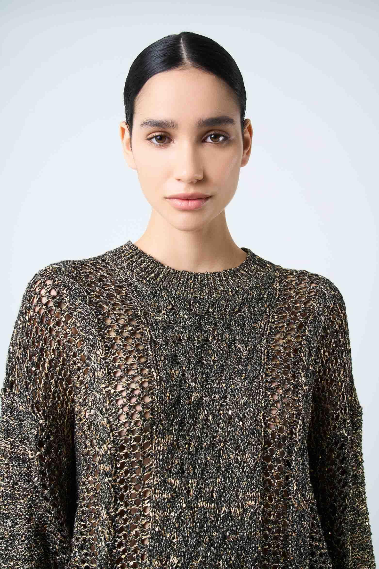Sweater Alhena tejido para mujer detalle lentejuelas negro-4