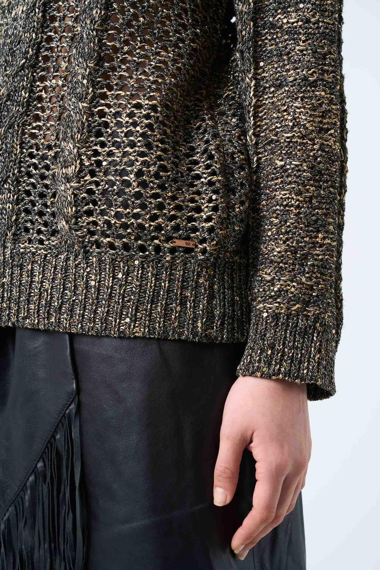 Sweater Alhena tejido para mujer detalle lentejuelas negro-5