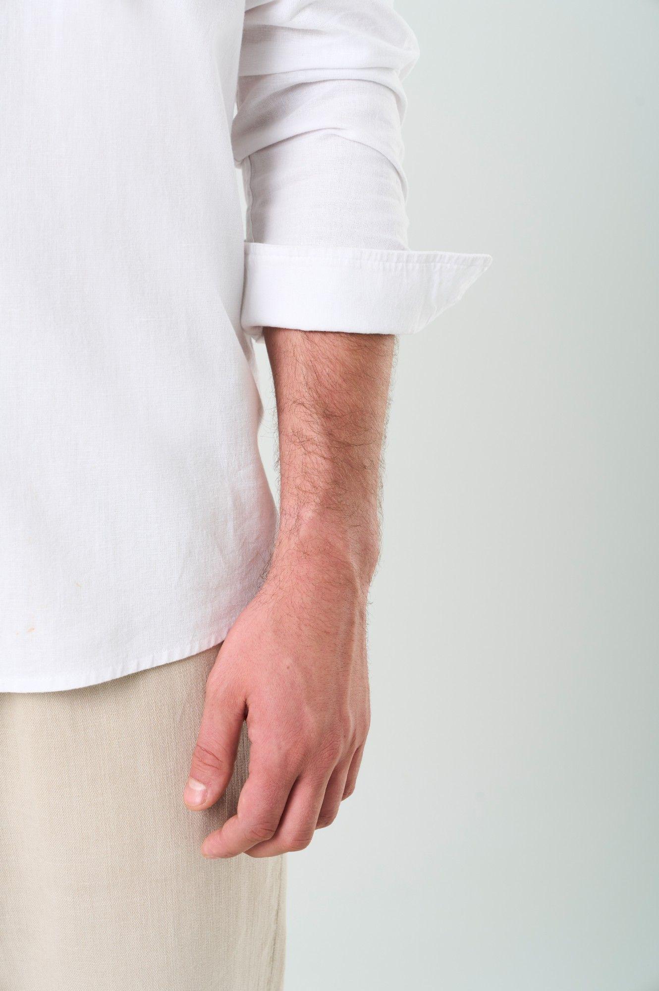Vélez Camisa Manga Larga Para Hombre Cuello Nerú Blanco-5