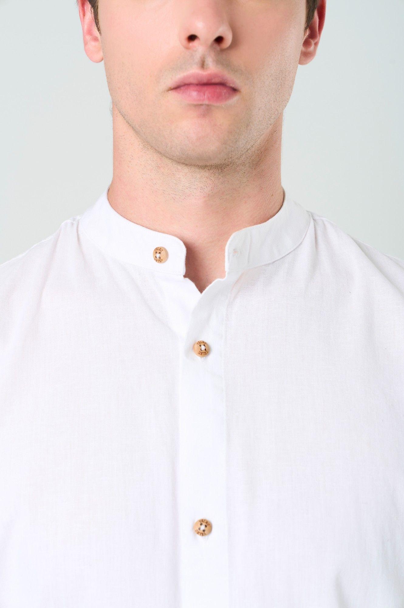 Vélez Camisa Manga Larga Para Hombre Cuello Nerú Blanco-6