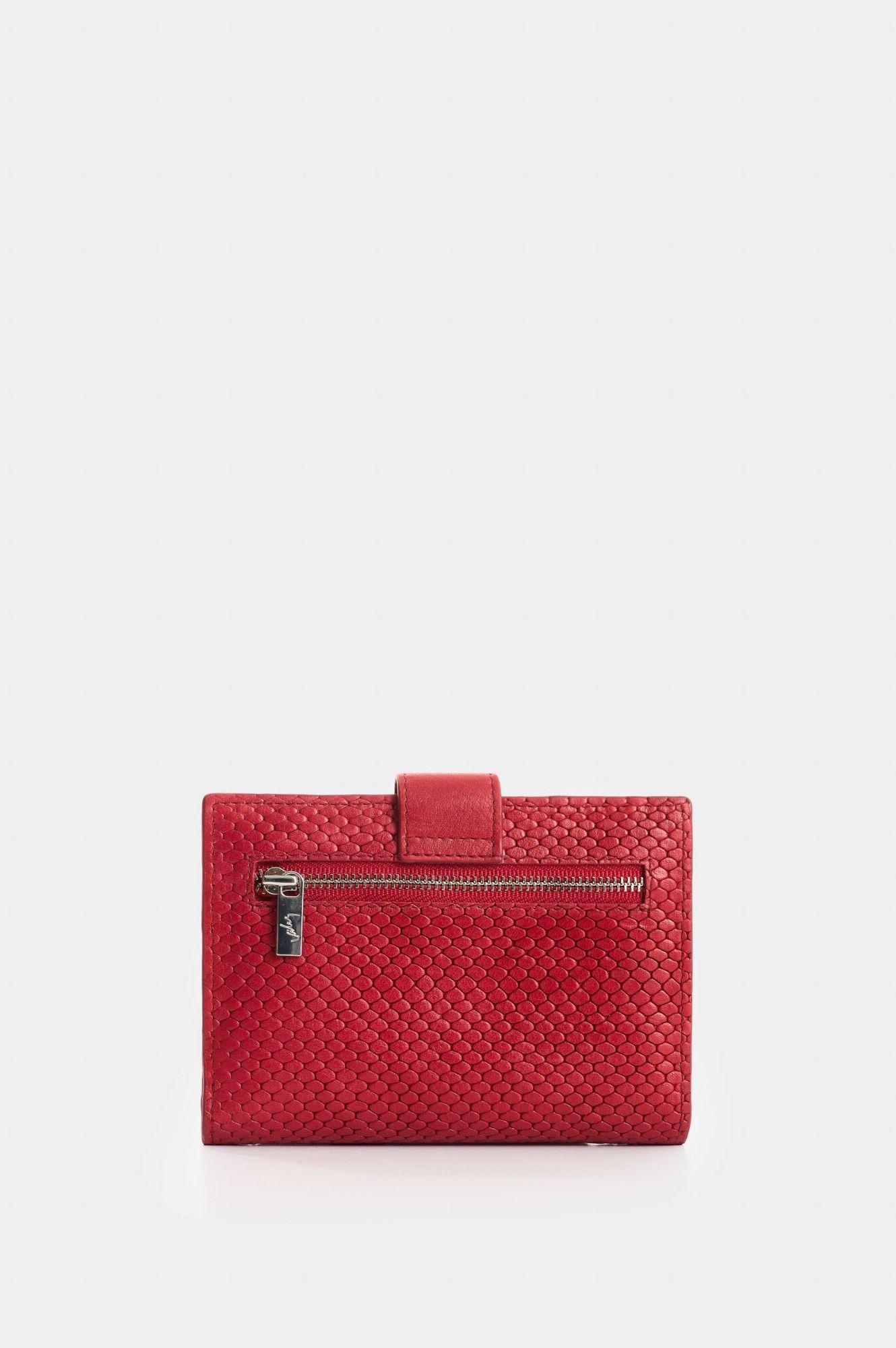 Vélez Billetera Cuero Grabado Mujer Aria Rojo-2