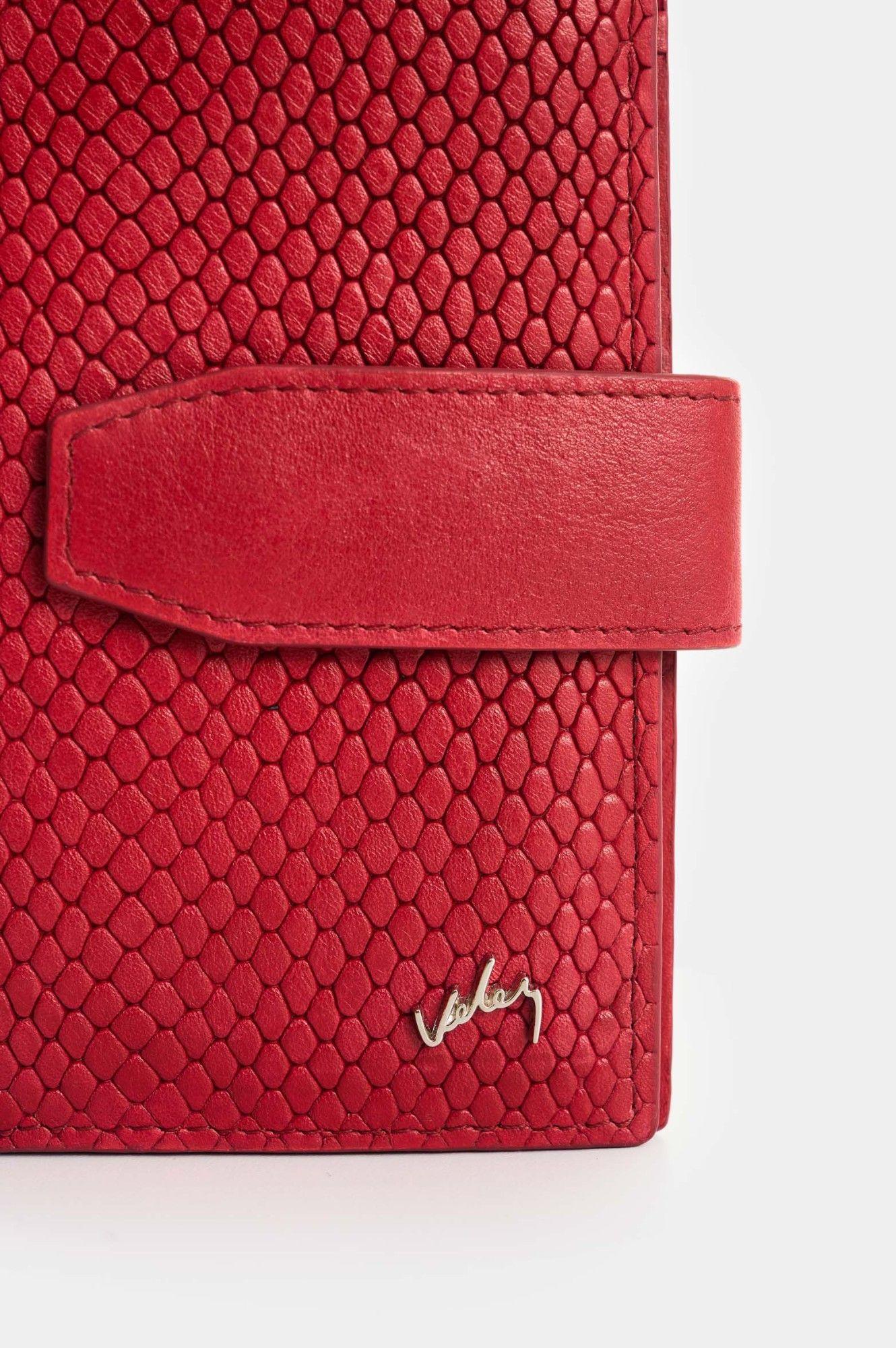 Vélez Billetera Cuero Grabado Mujer Aria Rojo-3