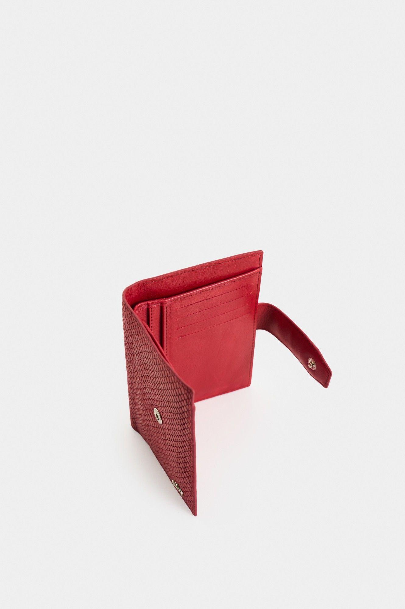 Vélez Billetera Cuero Grabado Mujer Aria Rojo-4