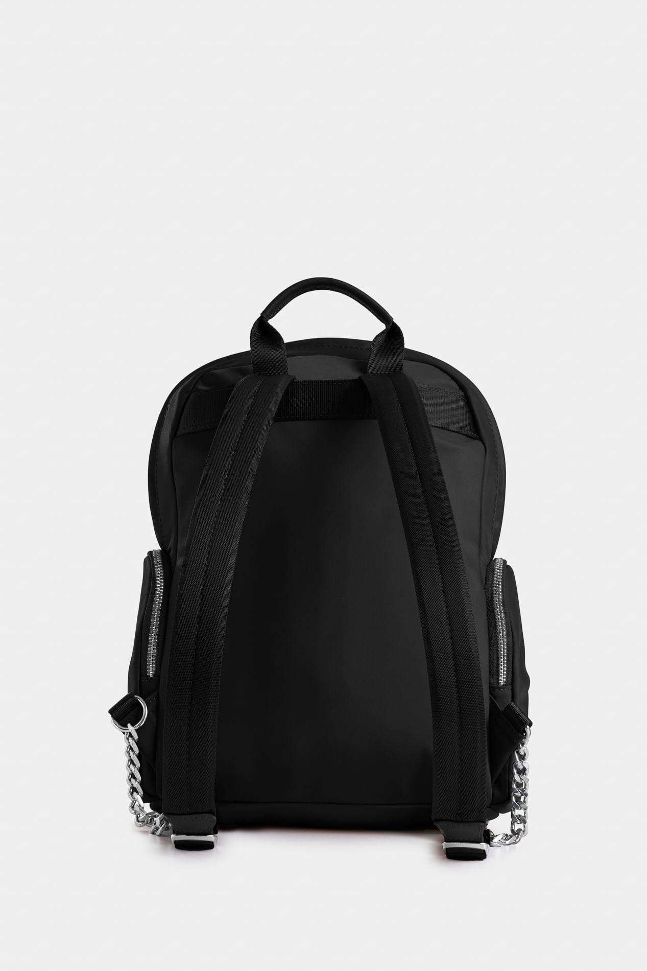 Tula morral de lona y cuero para mujer Orión negro-2