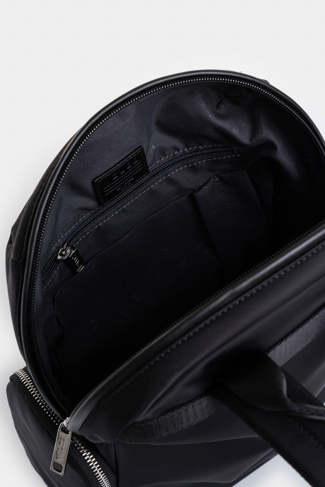 Tula morral de lona y cuero para mujer Orión negro-4