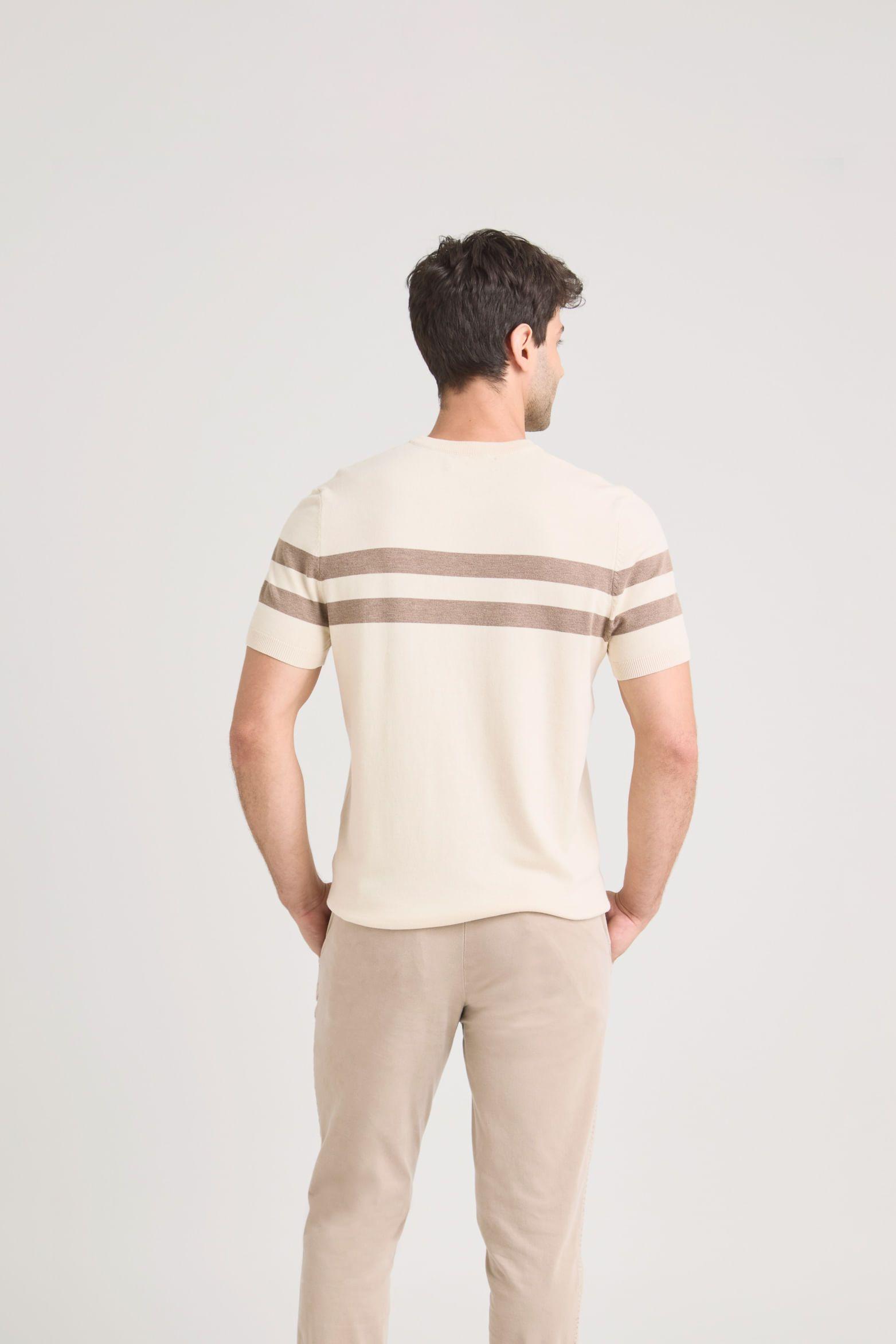 Polera franjas 2 tejida para hombre manga corta Arena-5