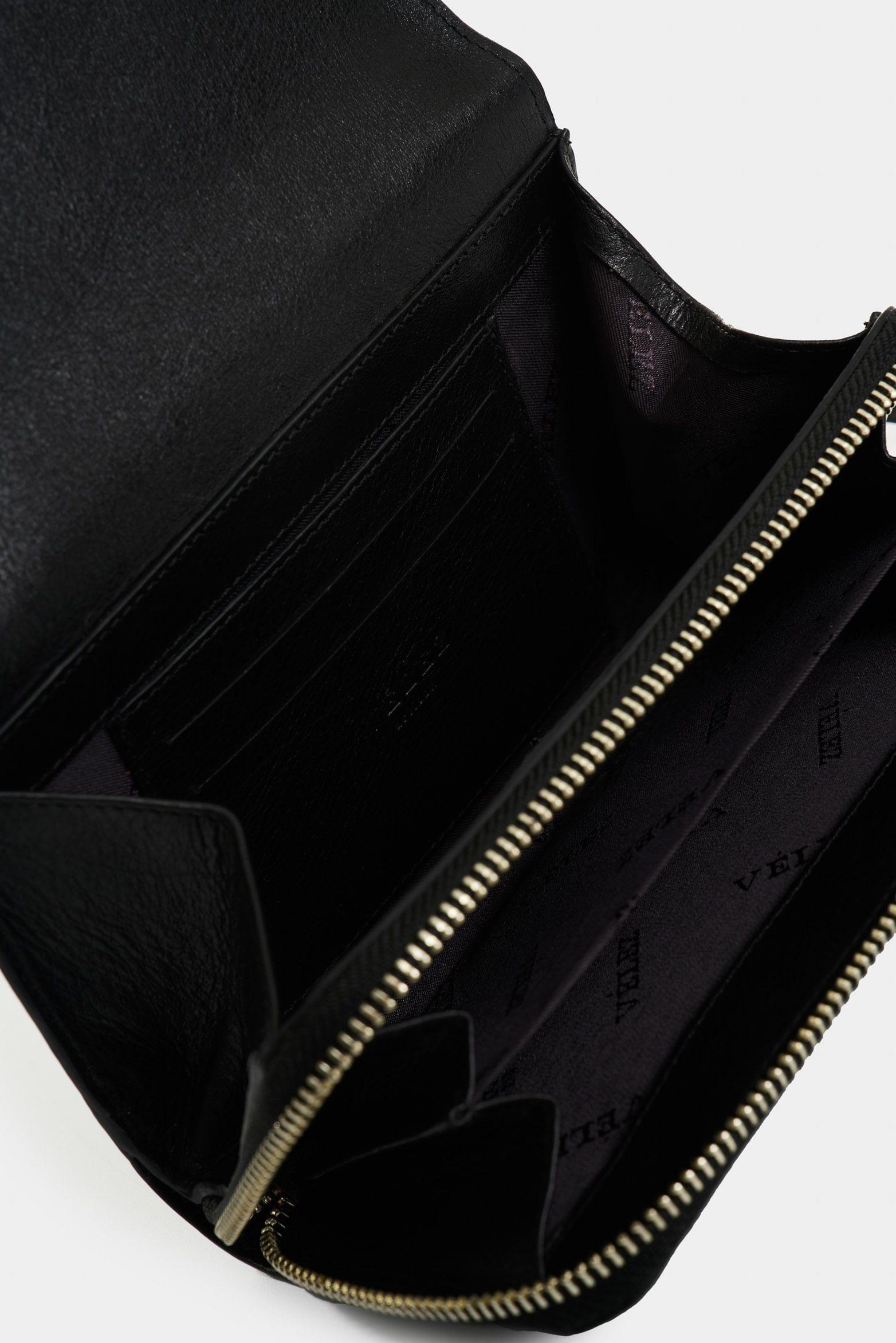 Vélez Billetera De Cuero Para Mujer Palma Negro-4