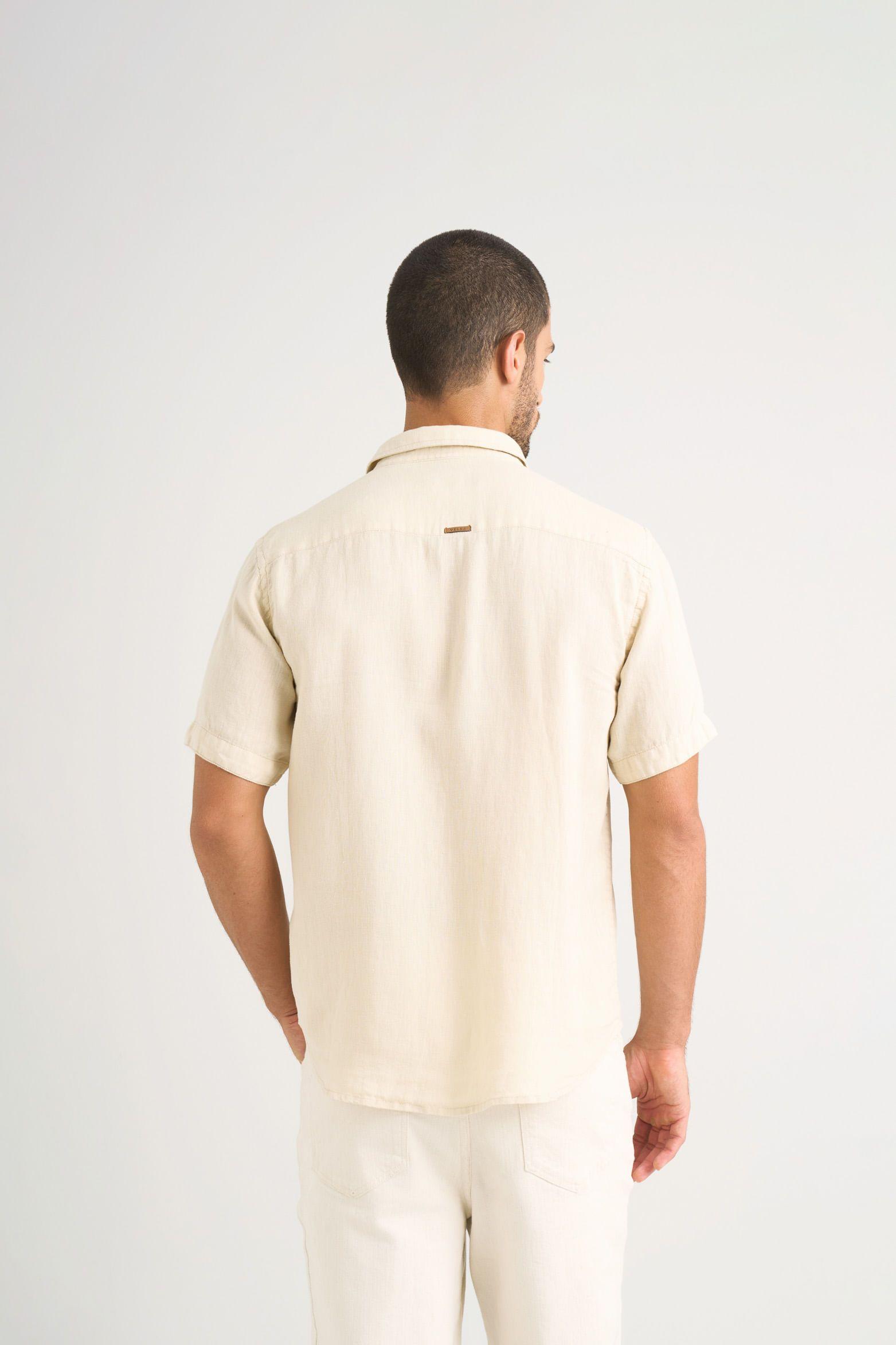 Camisa manga corta lino para hombre bordado vz arena-5
