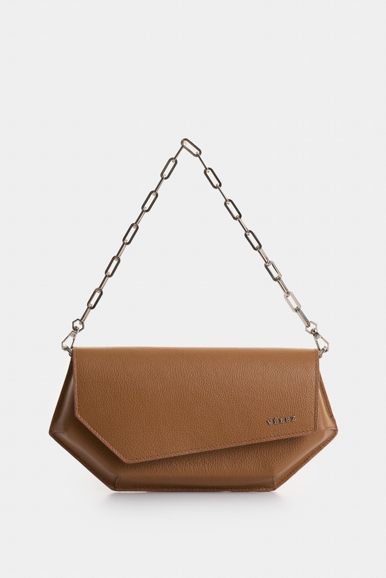 Vélez Bowling Hexa Baguette Cuero Mujer Detalle Cadena Miel-1