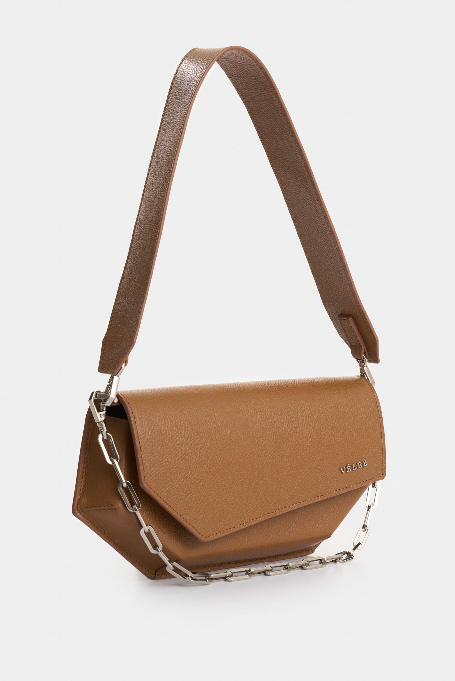 Vélez Bowling Hexa Baguette Cuero Mujer Detalle Cadena Miel-2