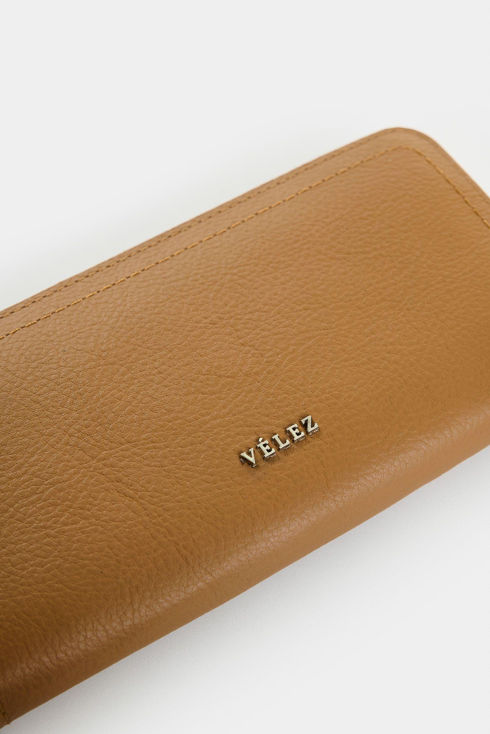 Vélez Billetera Porta Chequera De Cuero Mujer Arezzo Miel-3