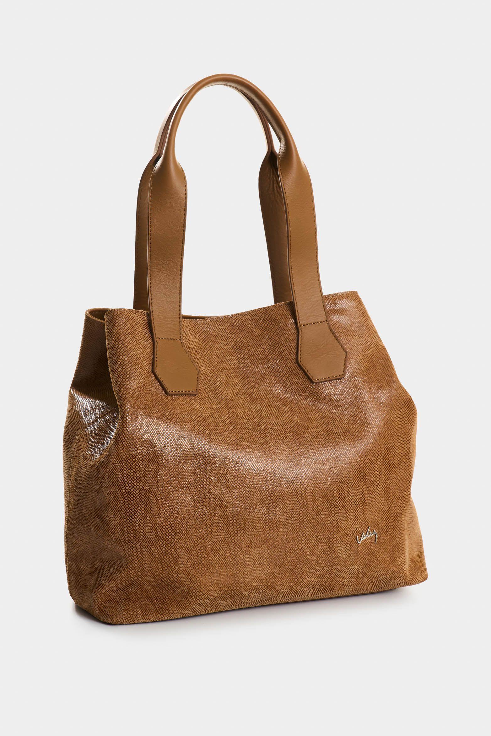 Vélez Shopping De Cuero Gamuzado Y Folia Mujer Silena Miel-1