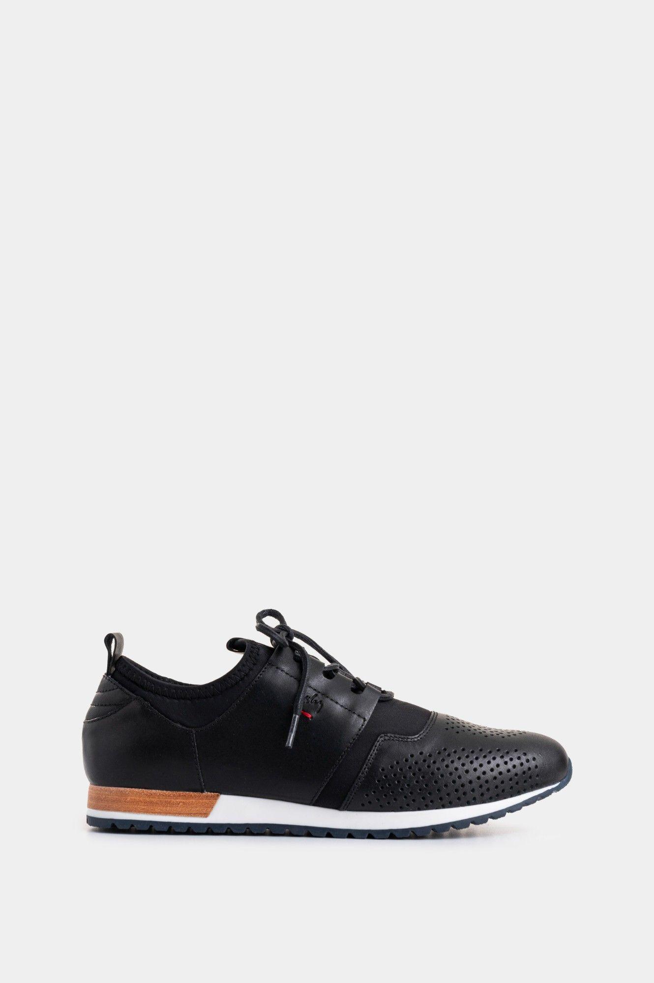 Tenis deportivos de cuero neopreno negro-0