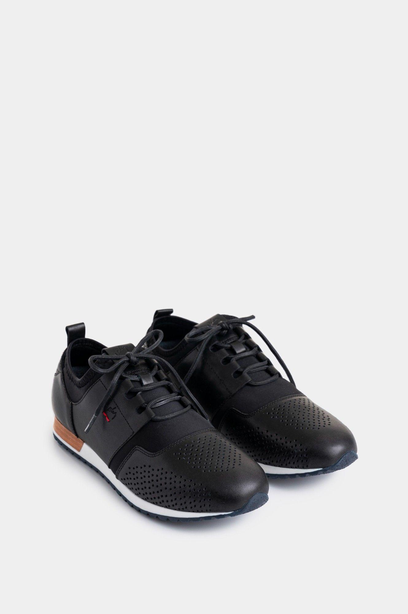 Tenis deportivos de cuero neopreno negro-1