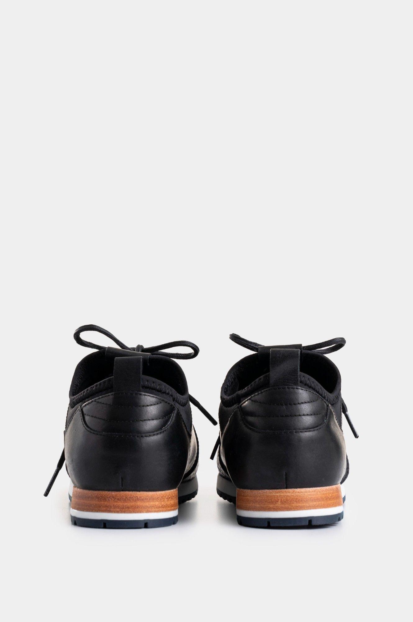 Tenis deportivos de cuero neopreno negro-2
