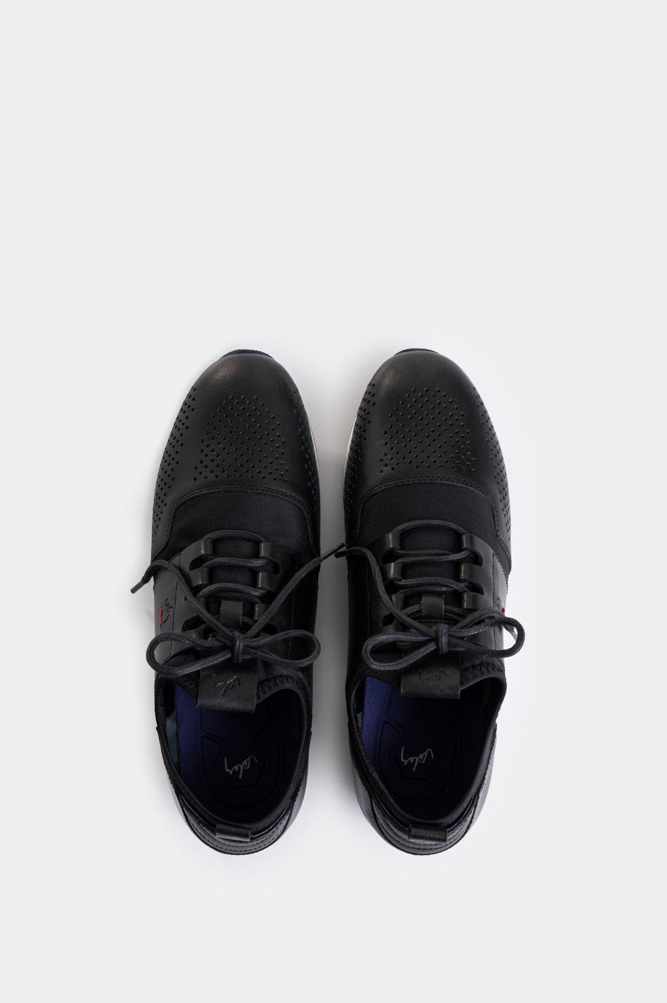 Tenis deportivos de cuero neopreno negro-3