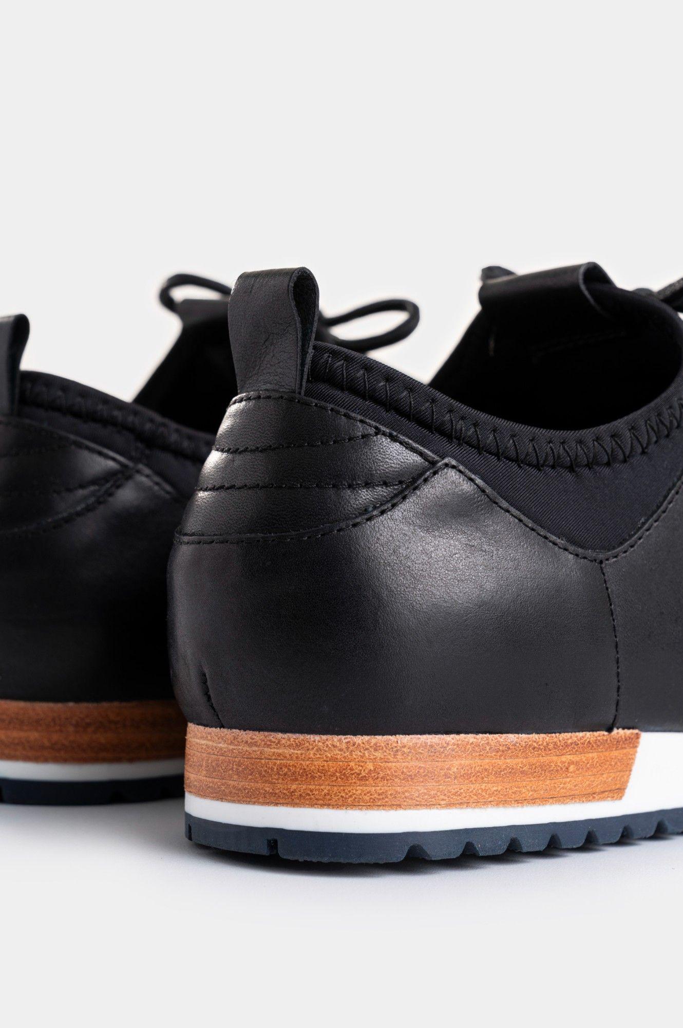 Tenis deportivos de cuero neopreno negro-4