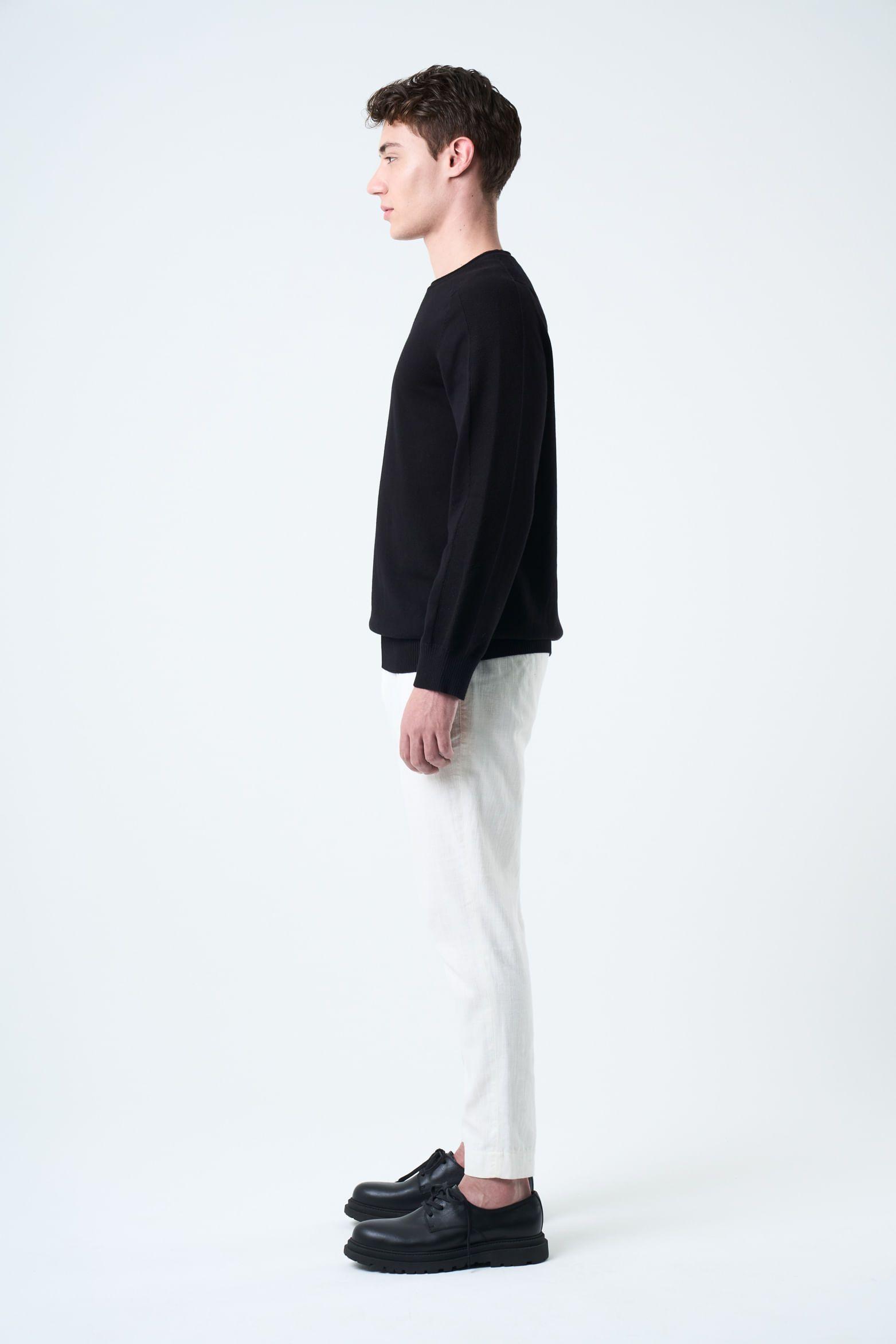 Vélez Sweater Tejido En Algodón Hombre Manga Ranglan Negro-1