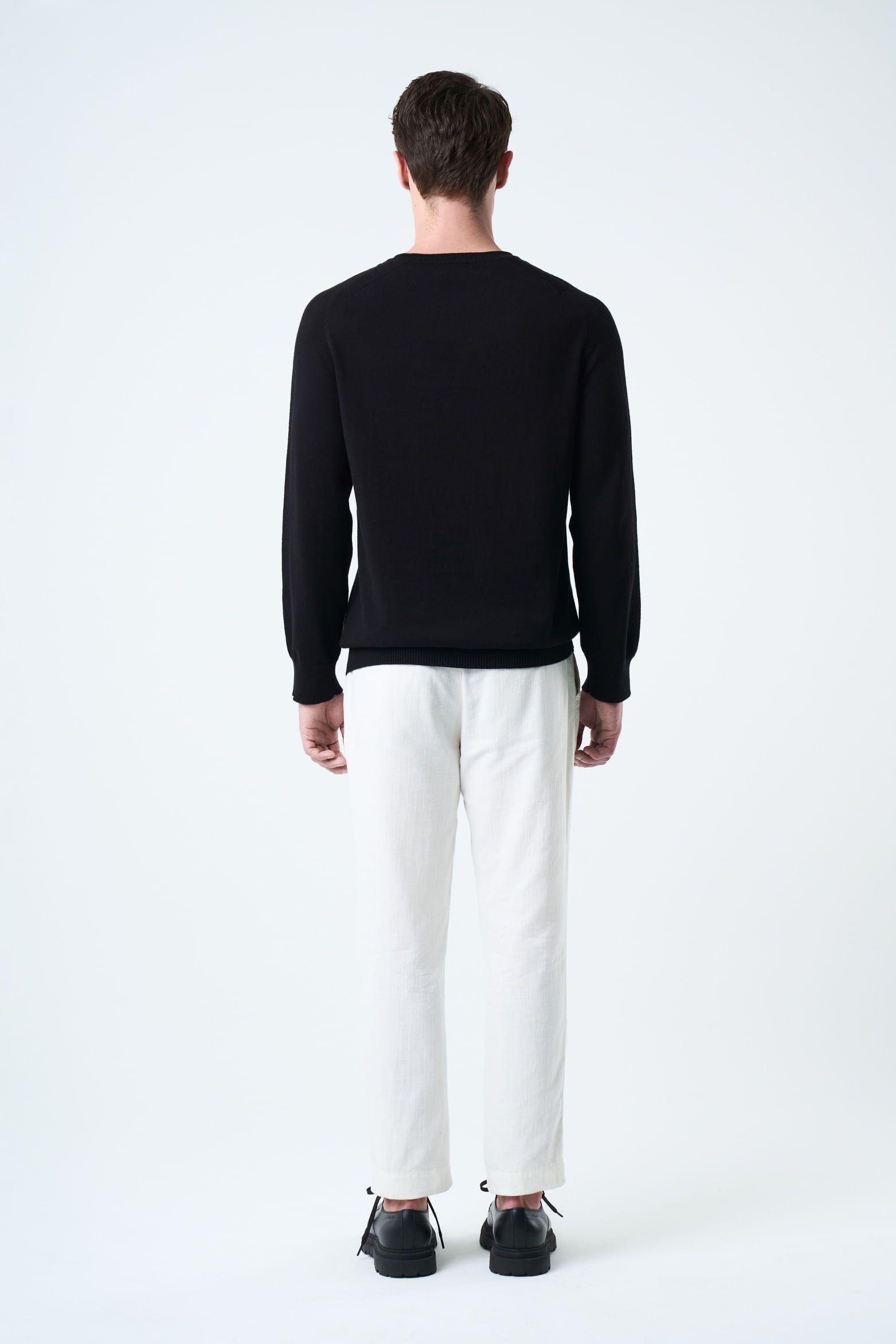 Vélez Sweater Tejido En Algodón Hombre Manga Ranglan Negro-2